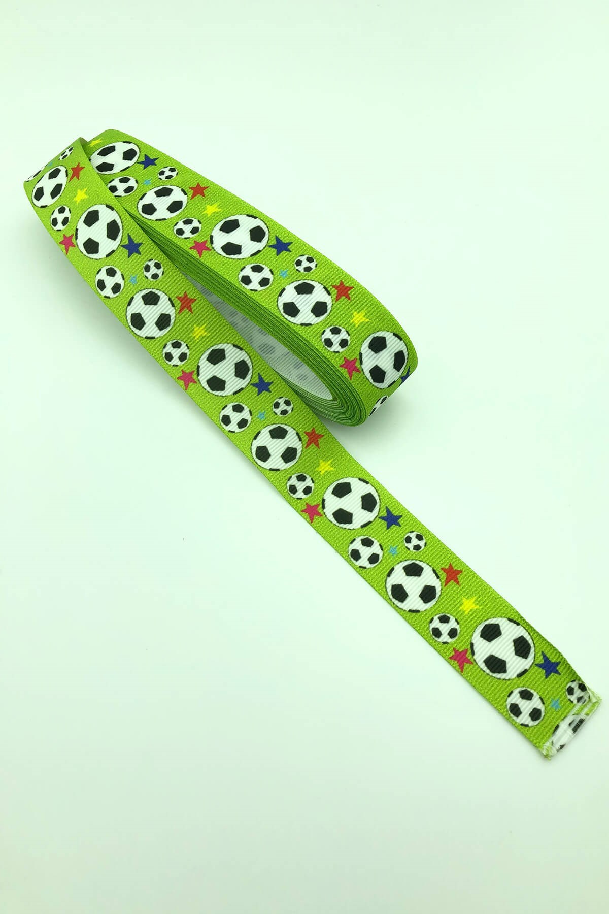 Yeşil Futbol Topu Baskılı Grogren Kurdele 10 Mt