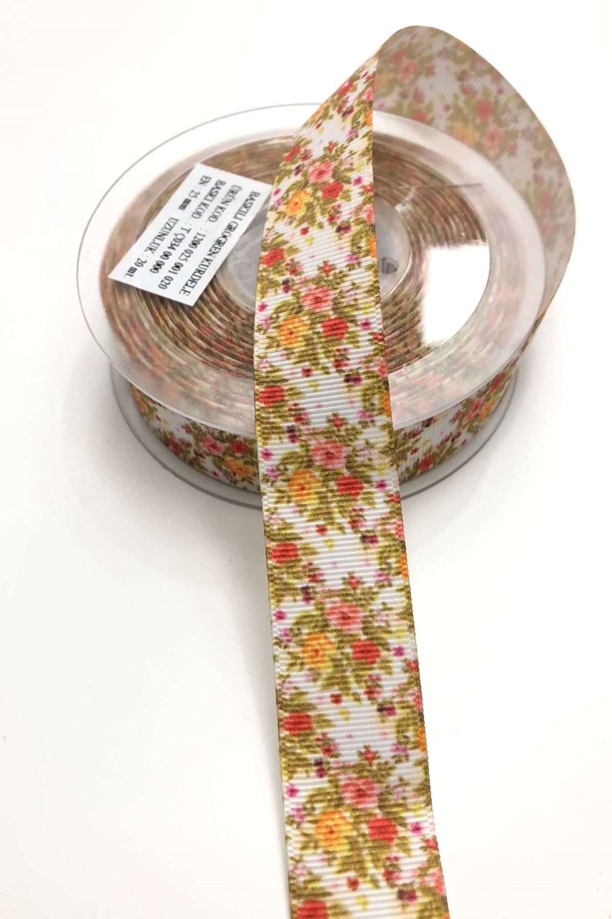  Çİçek Desenli  Grogren Kurdela 2,5 cm 1 mt 