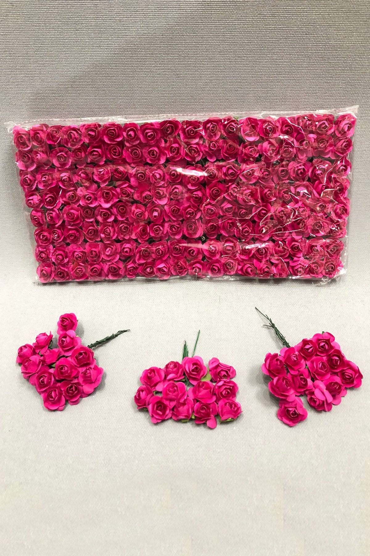  Fuşya Kağıt Gül Çiçek 1 paket 144 lü 