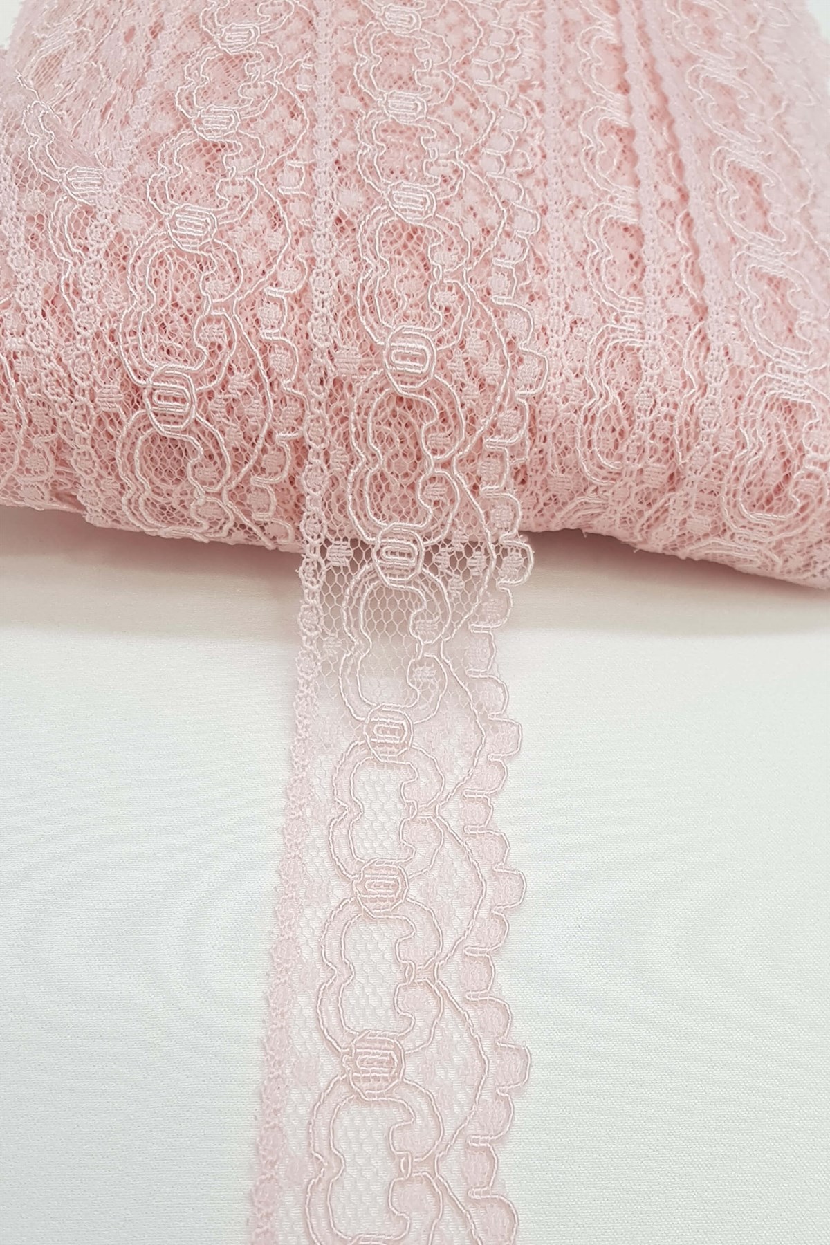 Açık Pembe Kolalı Kuğu Dantel