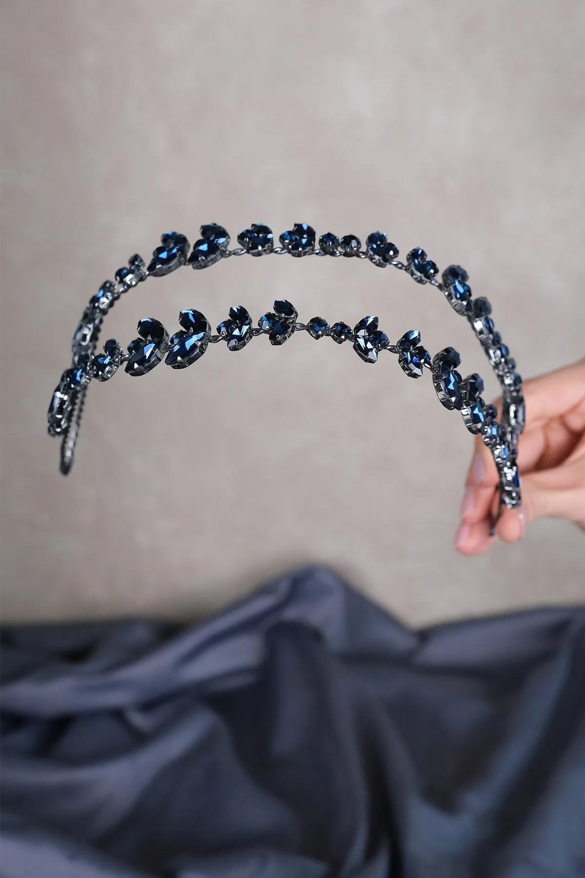 Alfa Mekik Cam Kristal Taşlı Gelin Kına Tacı