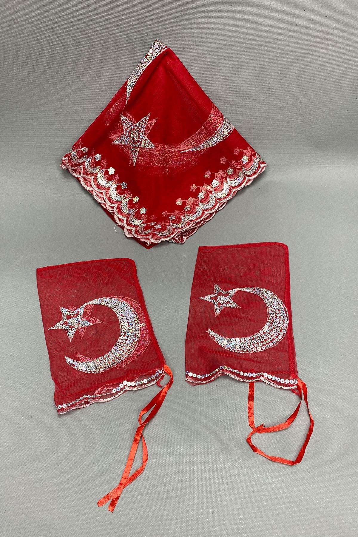 Ay Yıldızlı Pullu Damat Örtüsü Seti