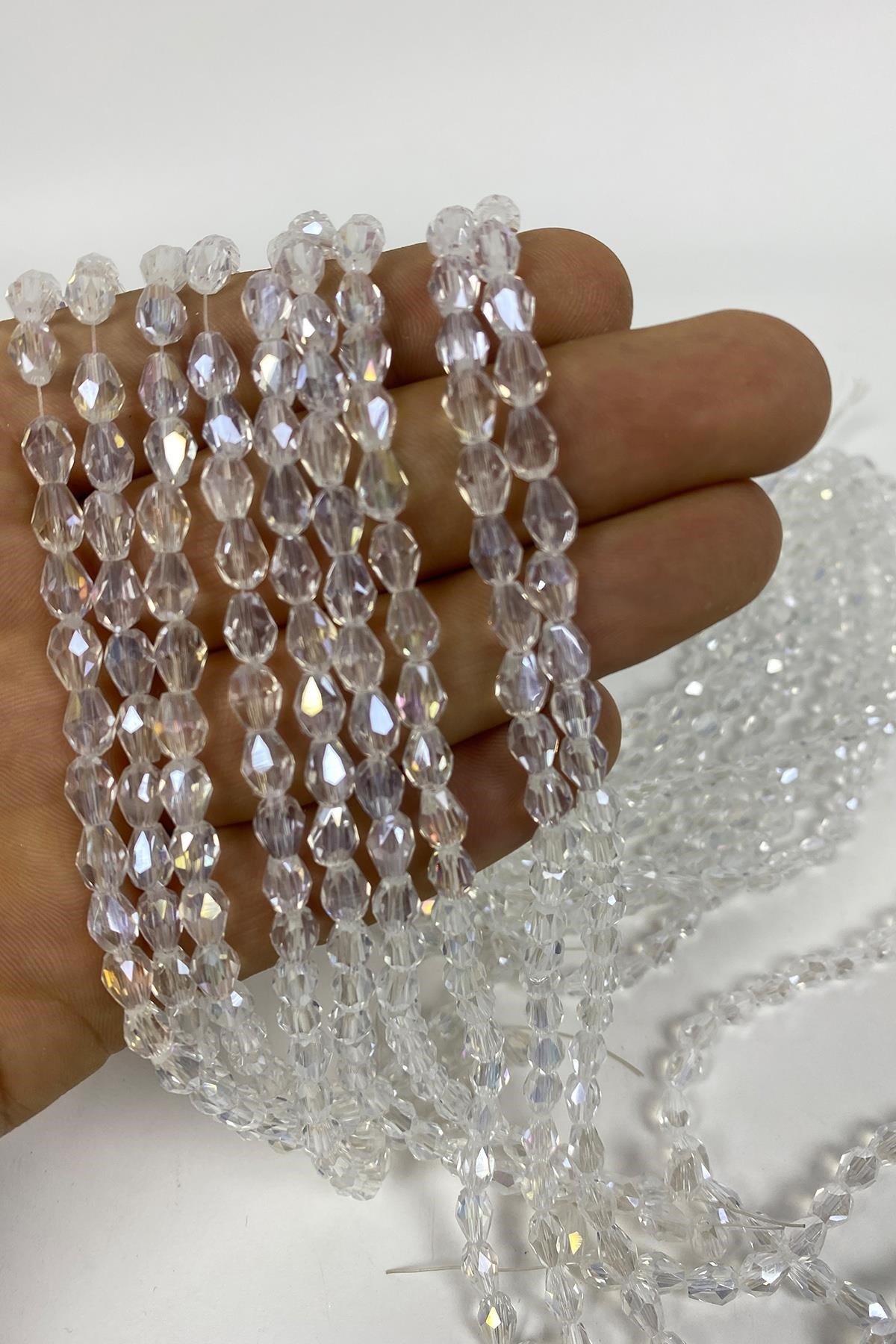 Az janjanlı Armut Kesim Parlak Kristal Boncuk 6 mm