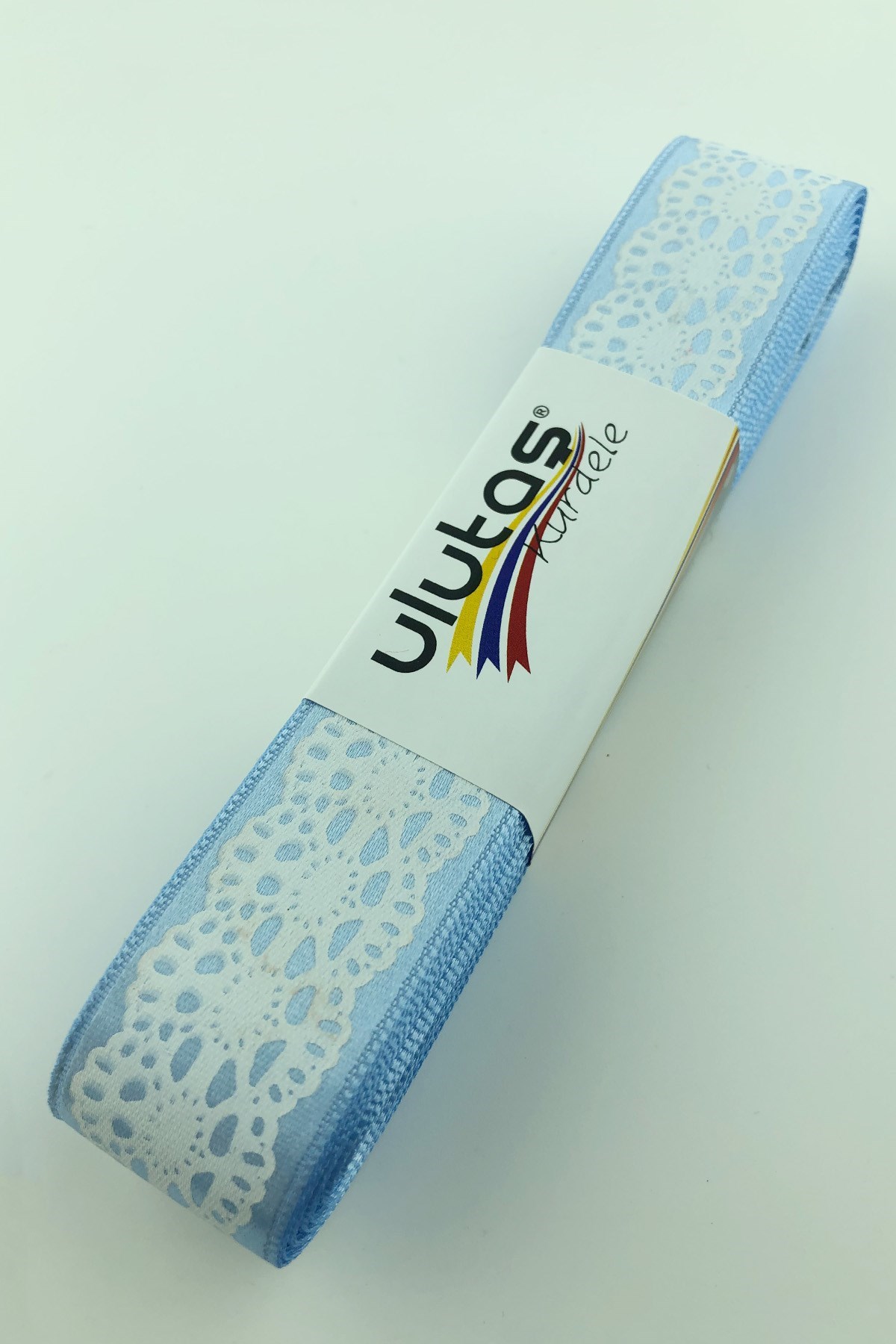 Bebe Mavi Desenli Saten Kurdele 2,5 cm