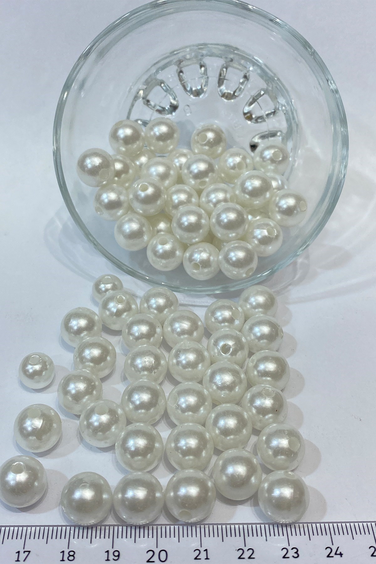 Beyaz Plastik inci Boncuk 14 mm 50 gr