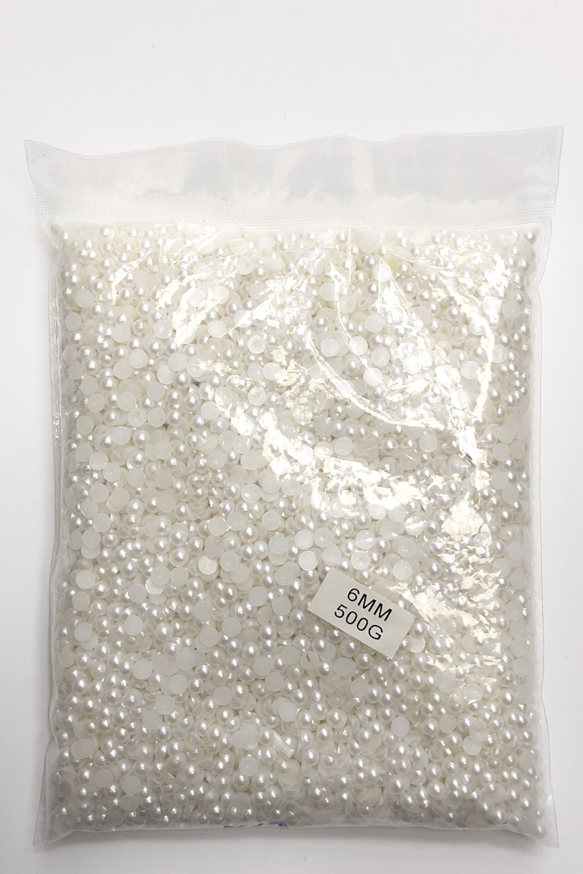 Beyaz Yarım Plastik İnci Boncuk 6 mm