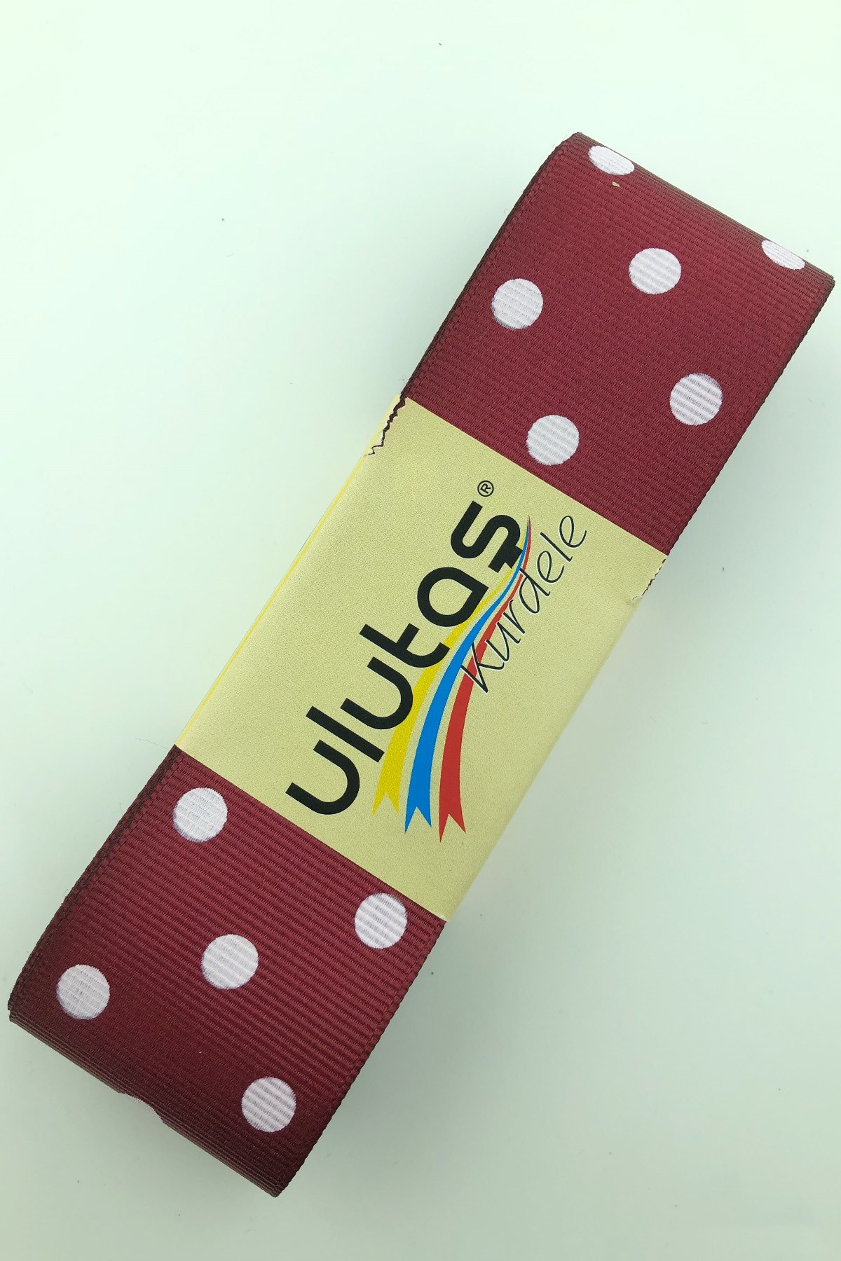 Bordo Beyaz Puantiyeli Grogren Kurdele 4 cm