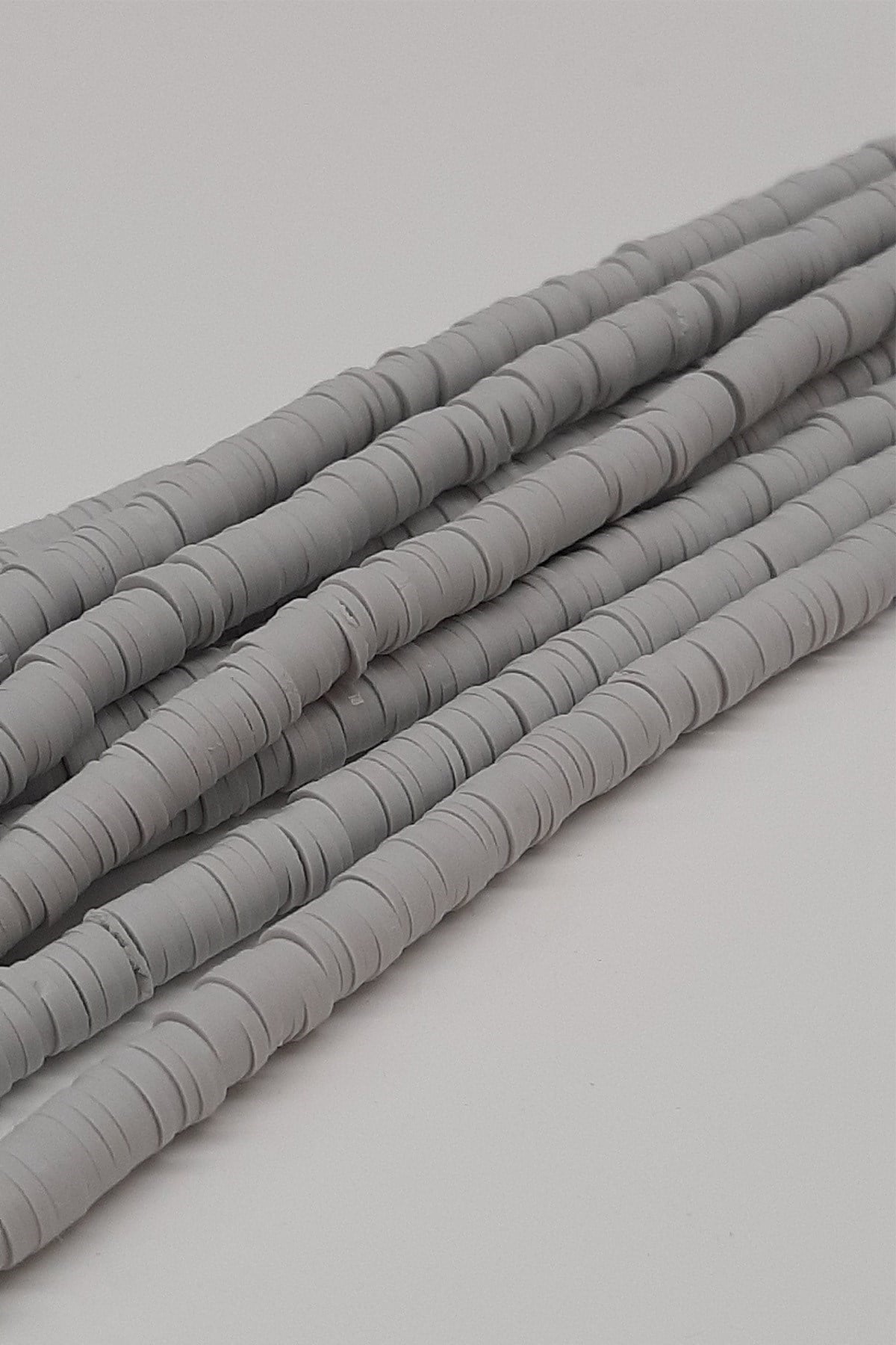 Fimo Hamur Boncuk Gri  6Mm