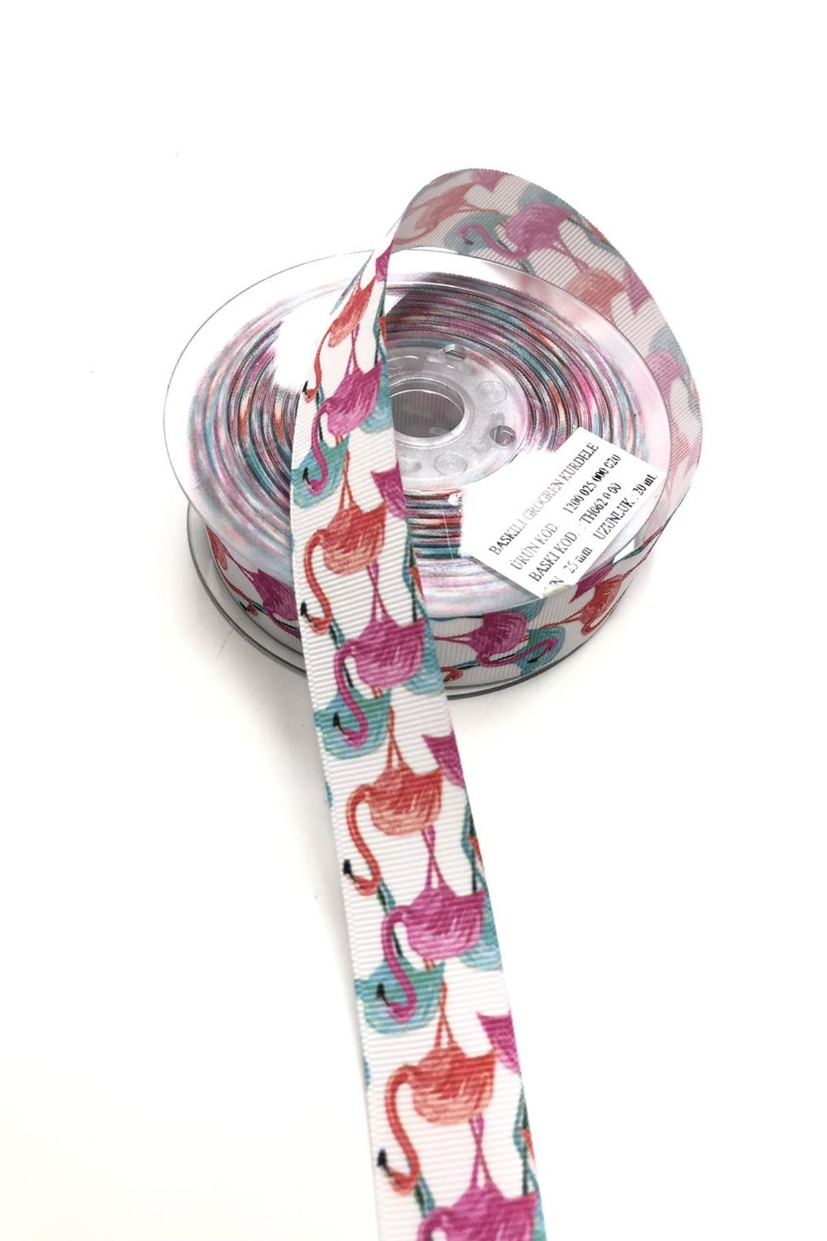 Flamingo Desenli  Grogren Kurdela 2,5 cm 1 mt 