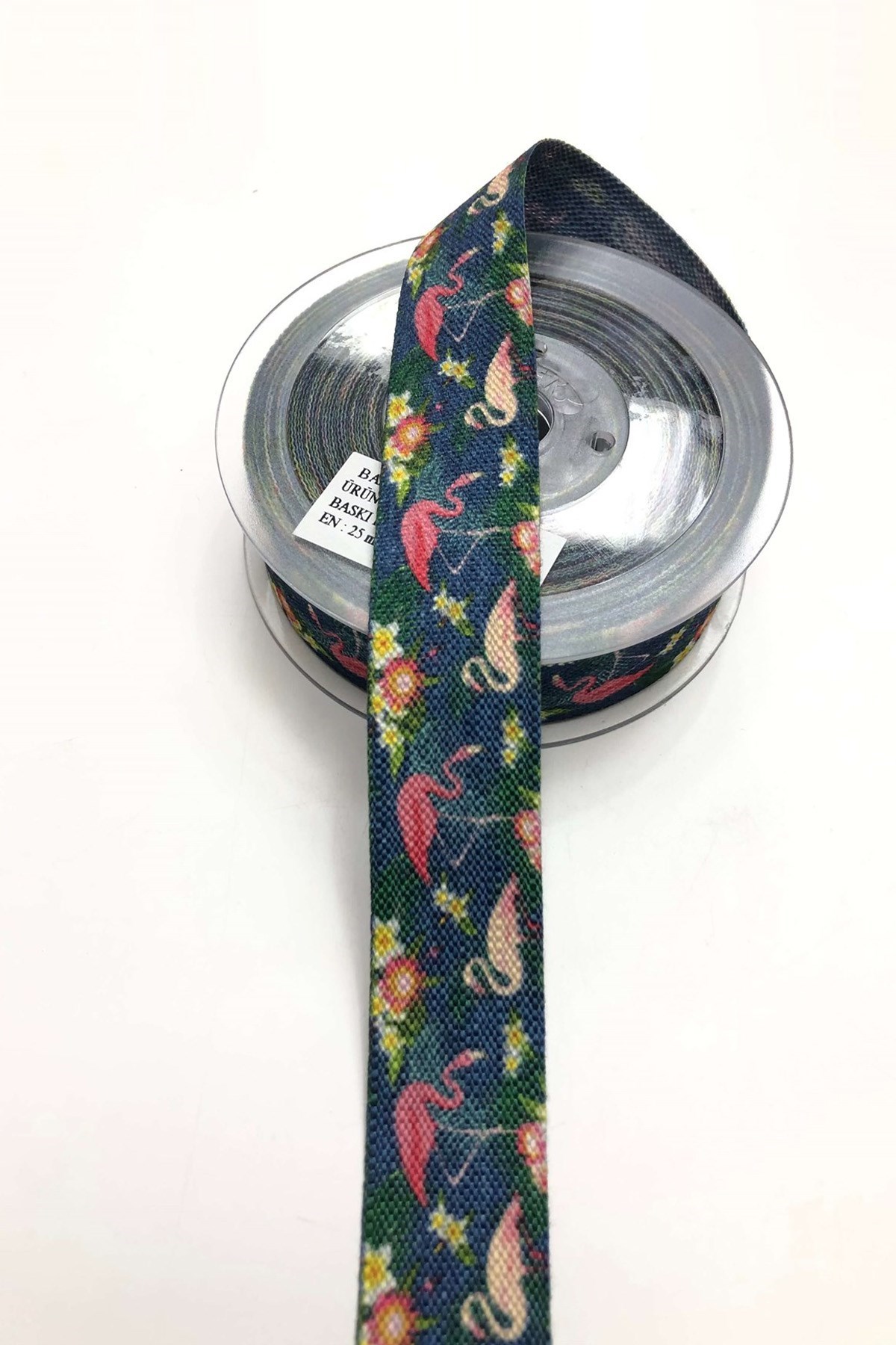 Flamingo Desenli Koton Kurdela 2,5 cm 1 mt