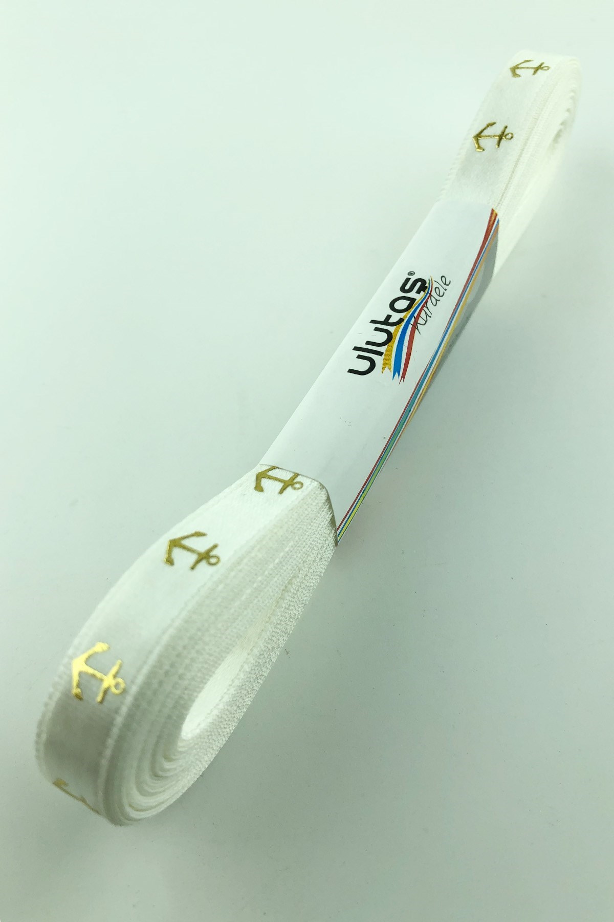 Gold Çapa Varak Baskılı Saten Kurdele 1 cm