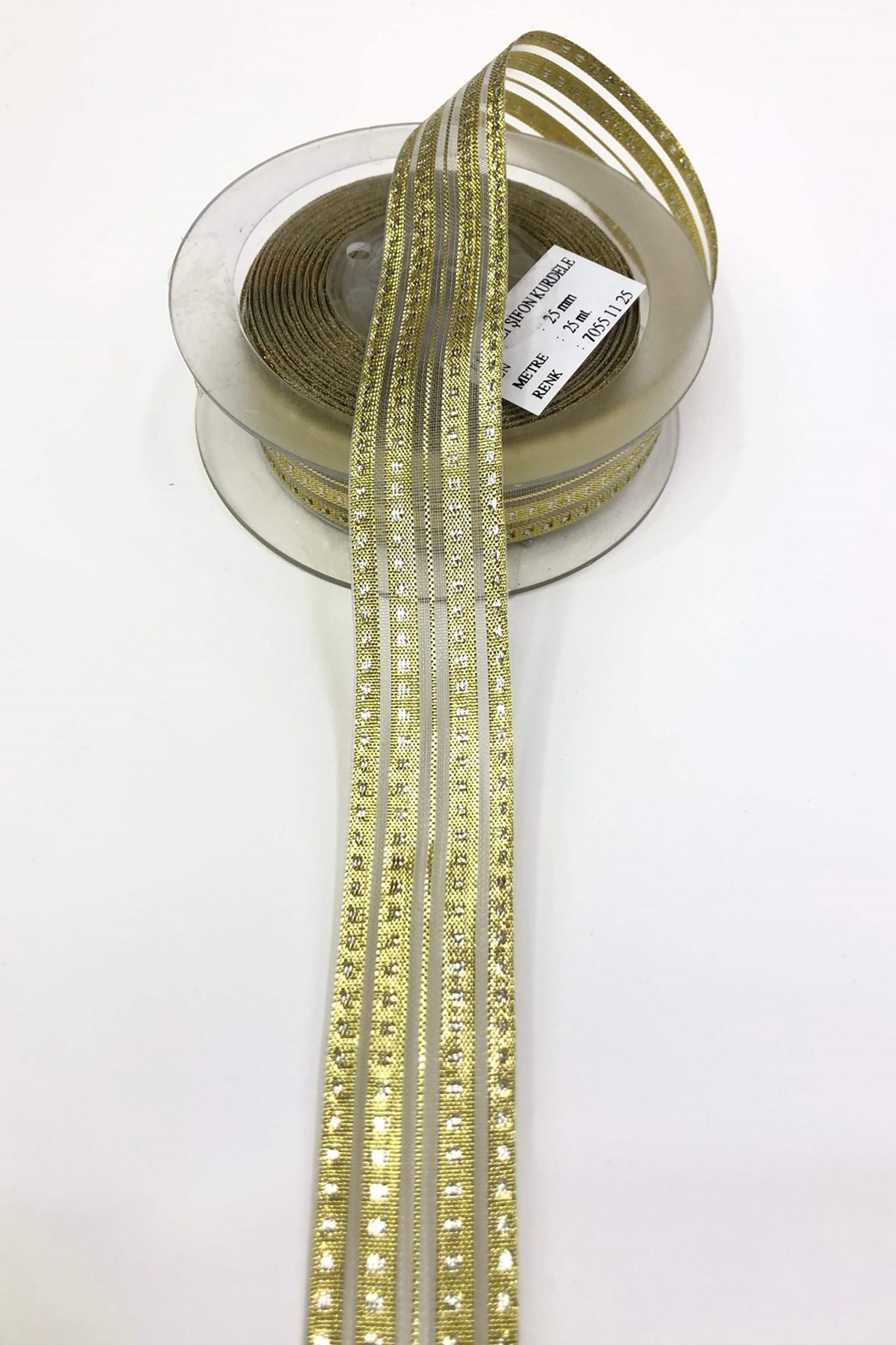 Gold Rengi Organze Simli Kurdele 2,5 Cm