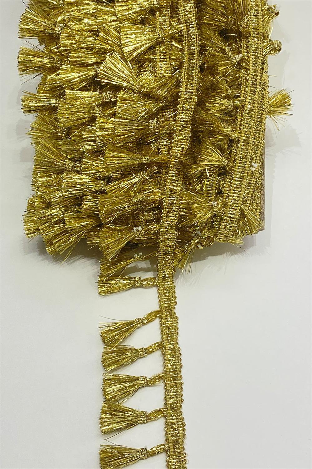 Gold Simli Saçak Püskül Şerit