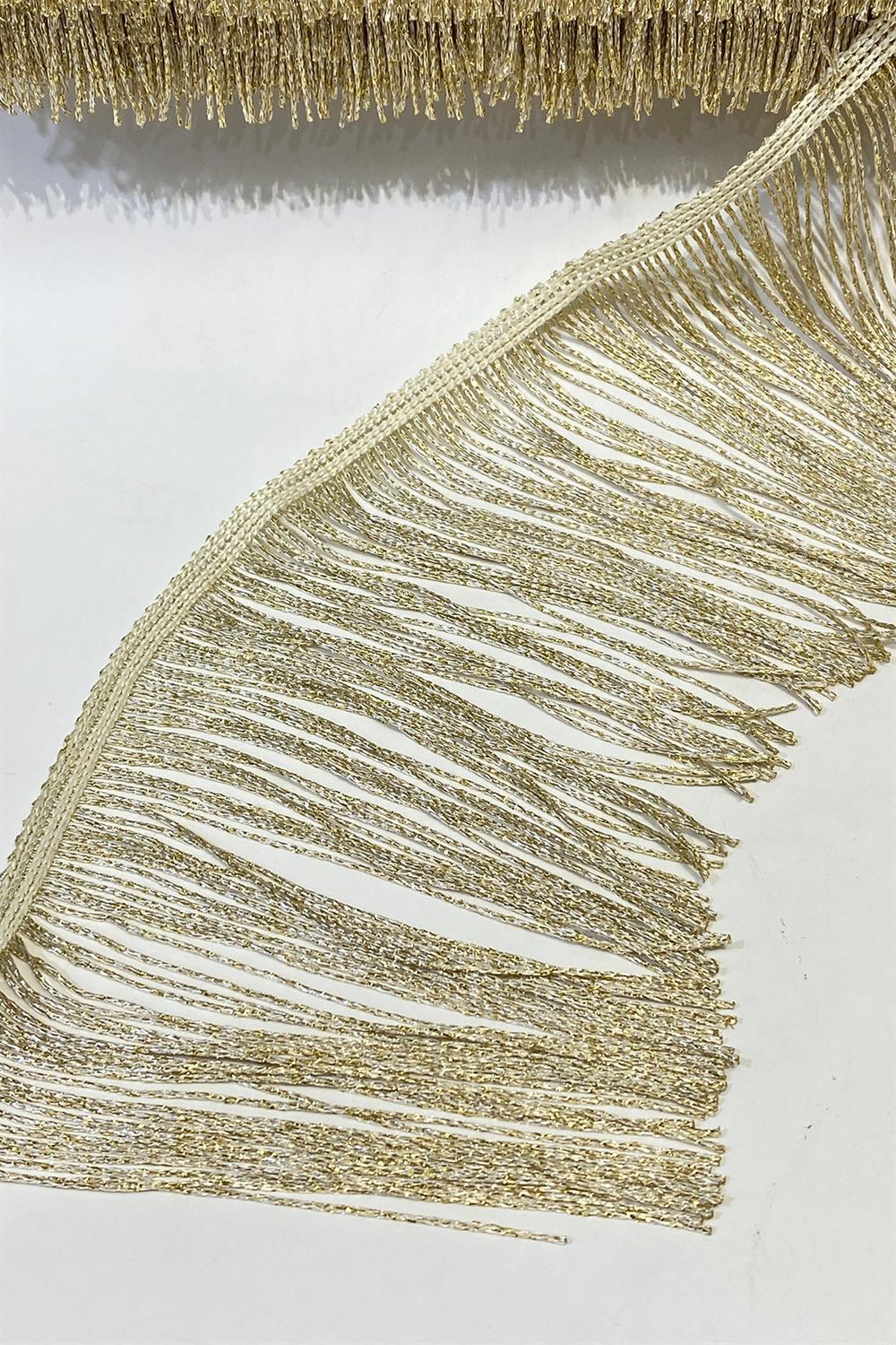 Gold Simli Saçak Şerit Püskül 15 cm