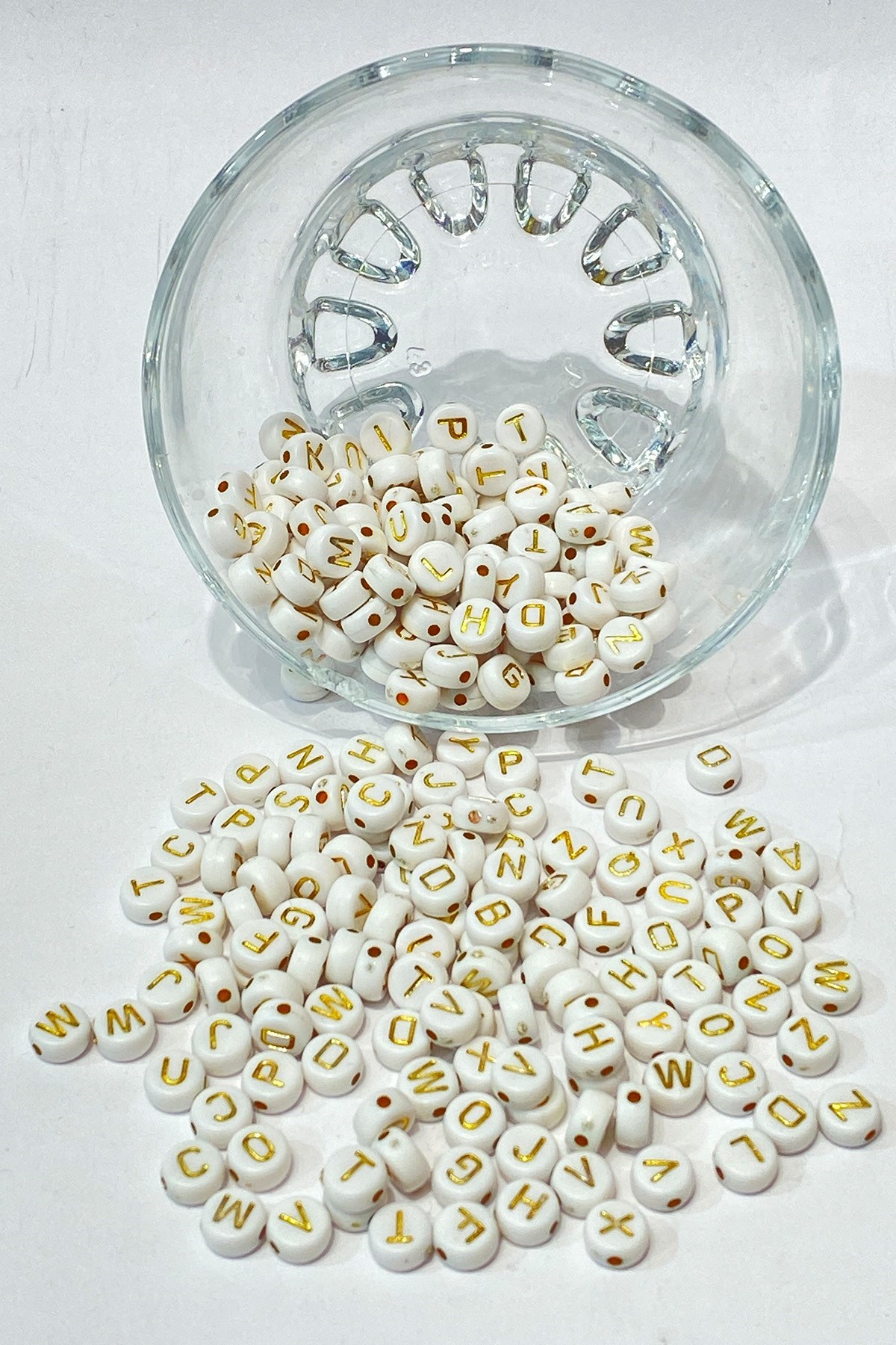 Gold Yuvarlak Harf Boncuk 100 Adet