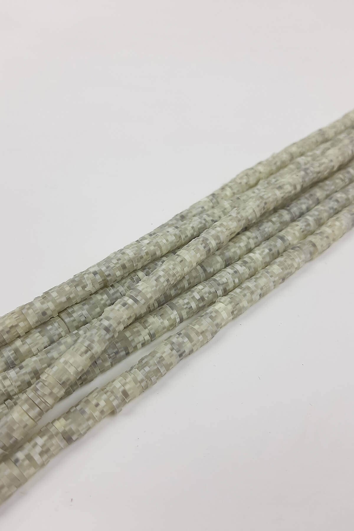 Gri Beyaz 6 mm Fimo Boncuk