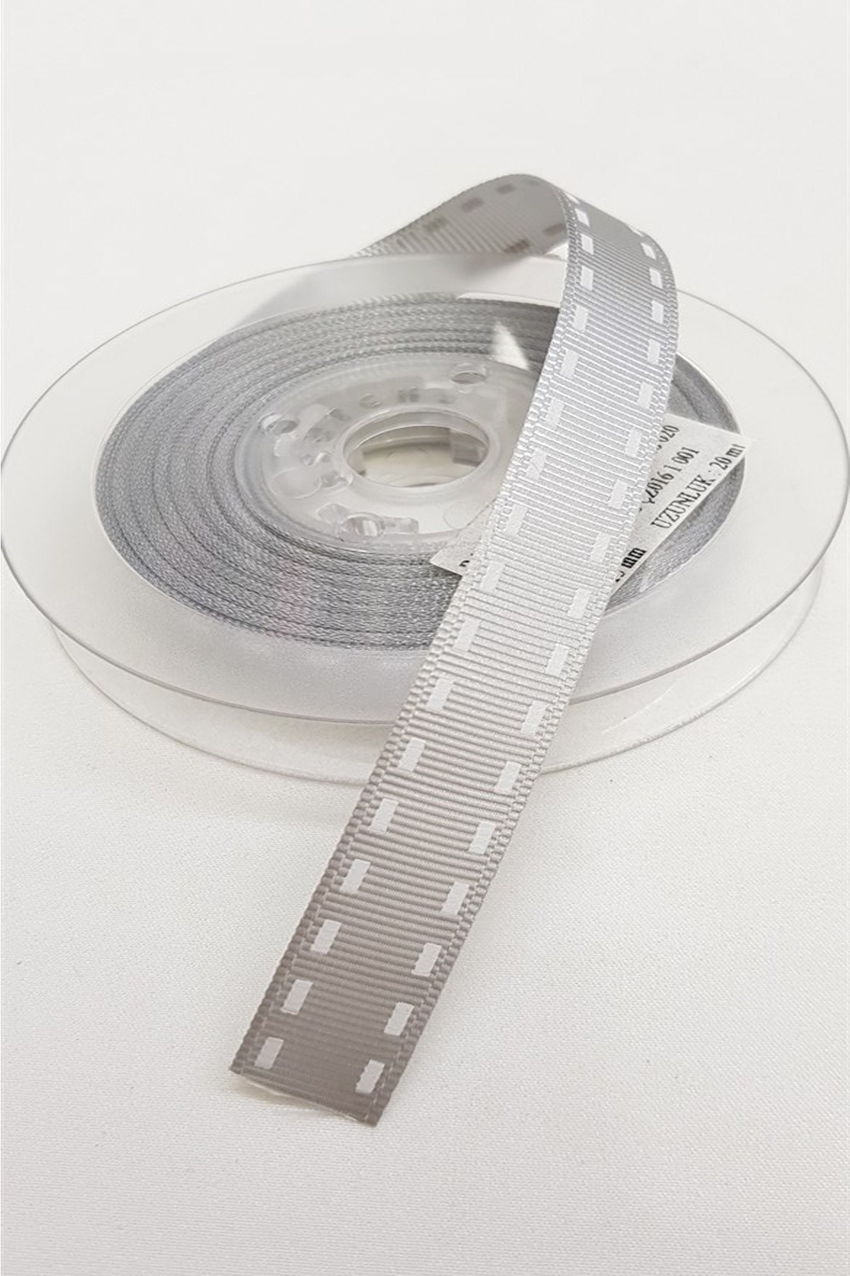 Gümüş Gri Grogren Kurdele Bebek Temalı 1,5 cm