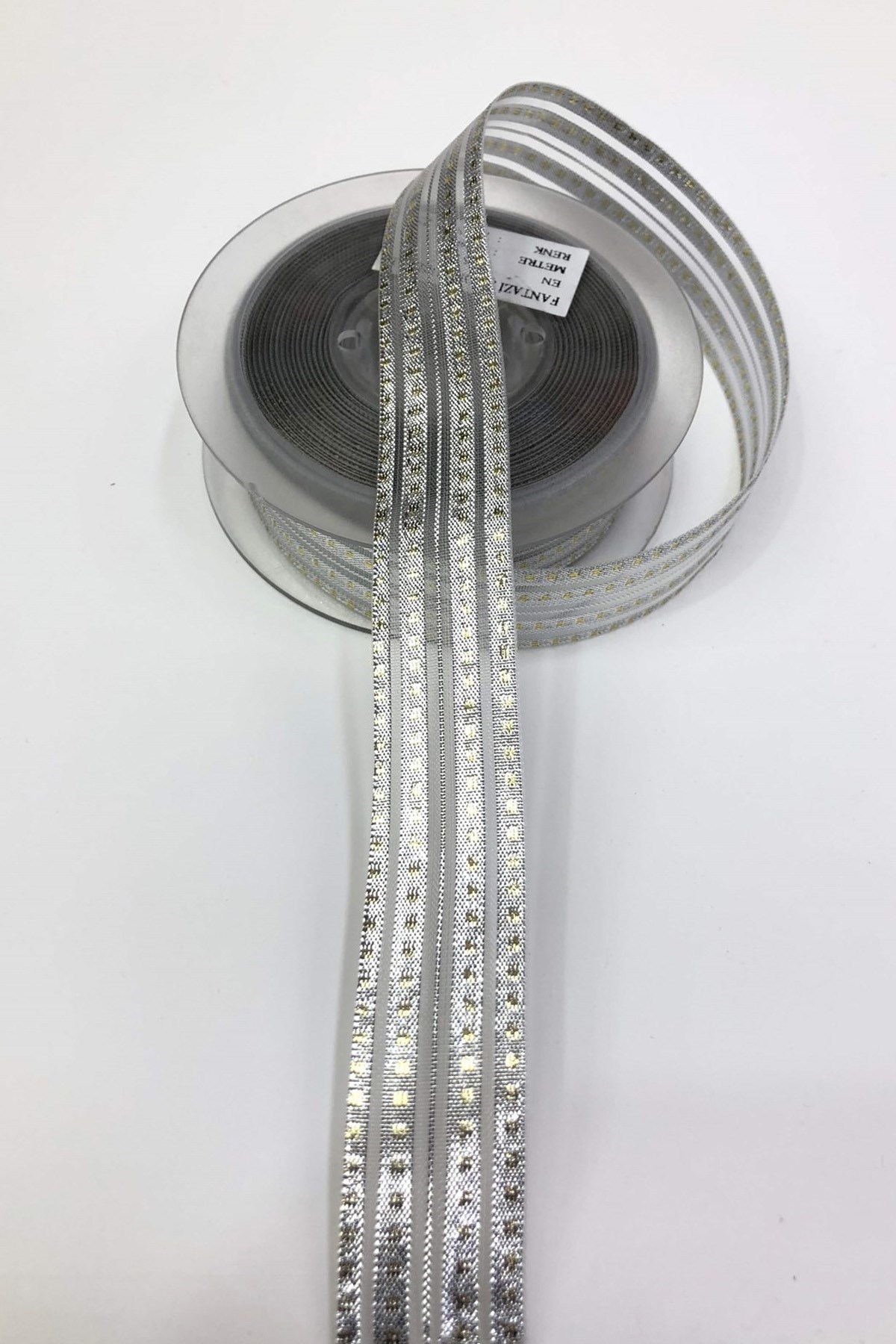 Gümüş Rengi Organze Simli Kurdele 2,5 Cm