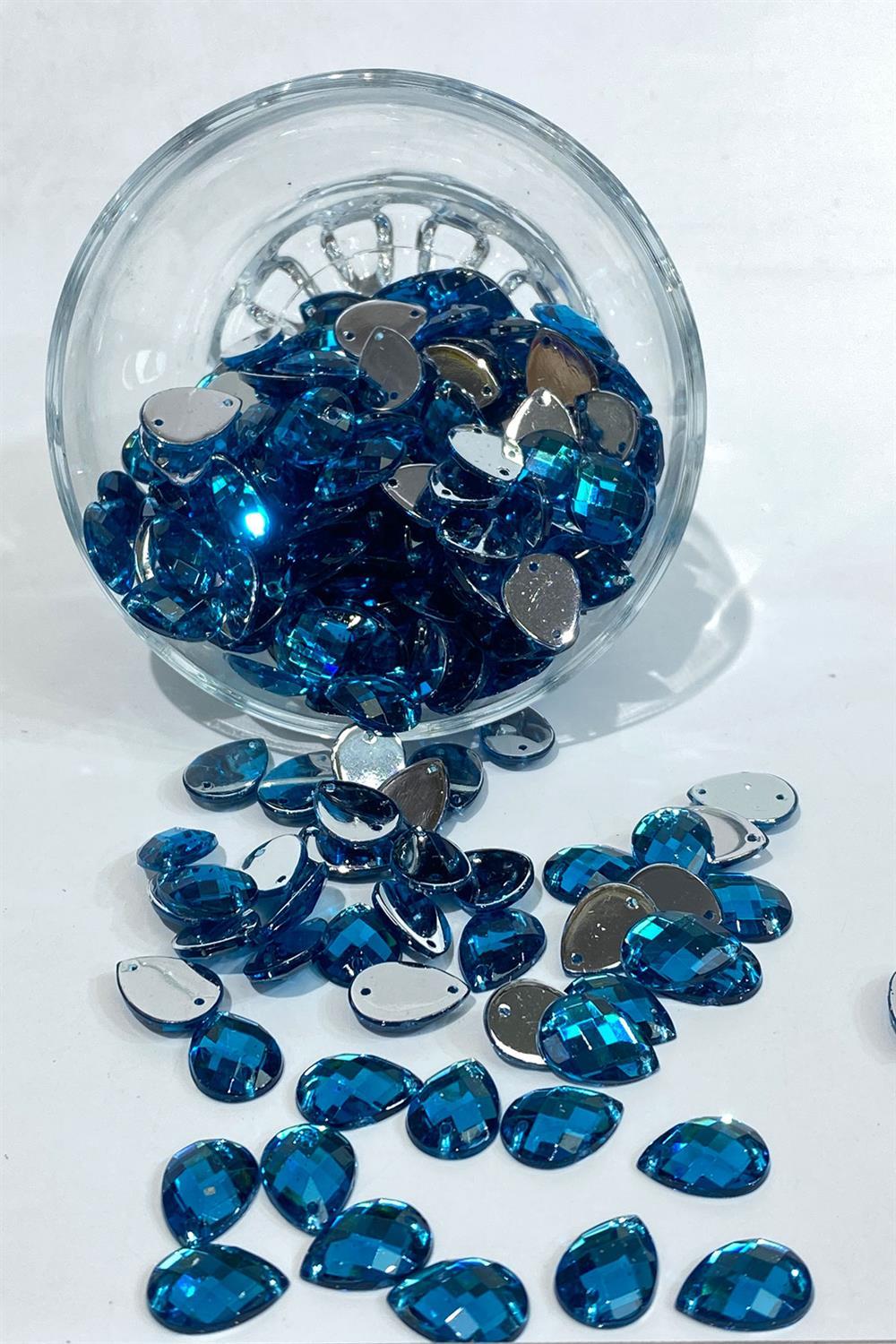 İndigo Mavi Damla Dikme Plastik Taş Boncuk 12 Gr