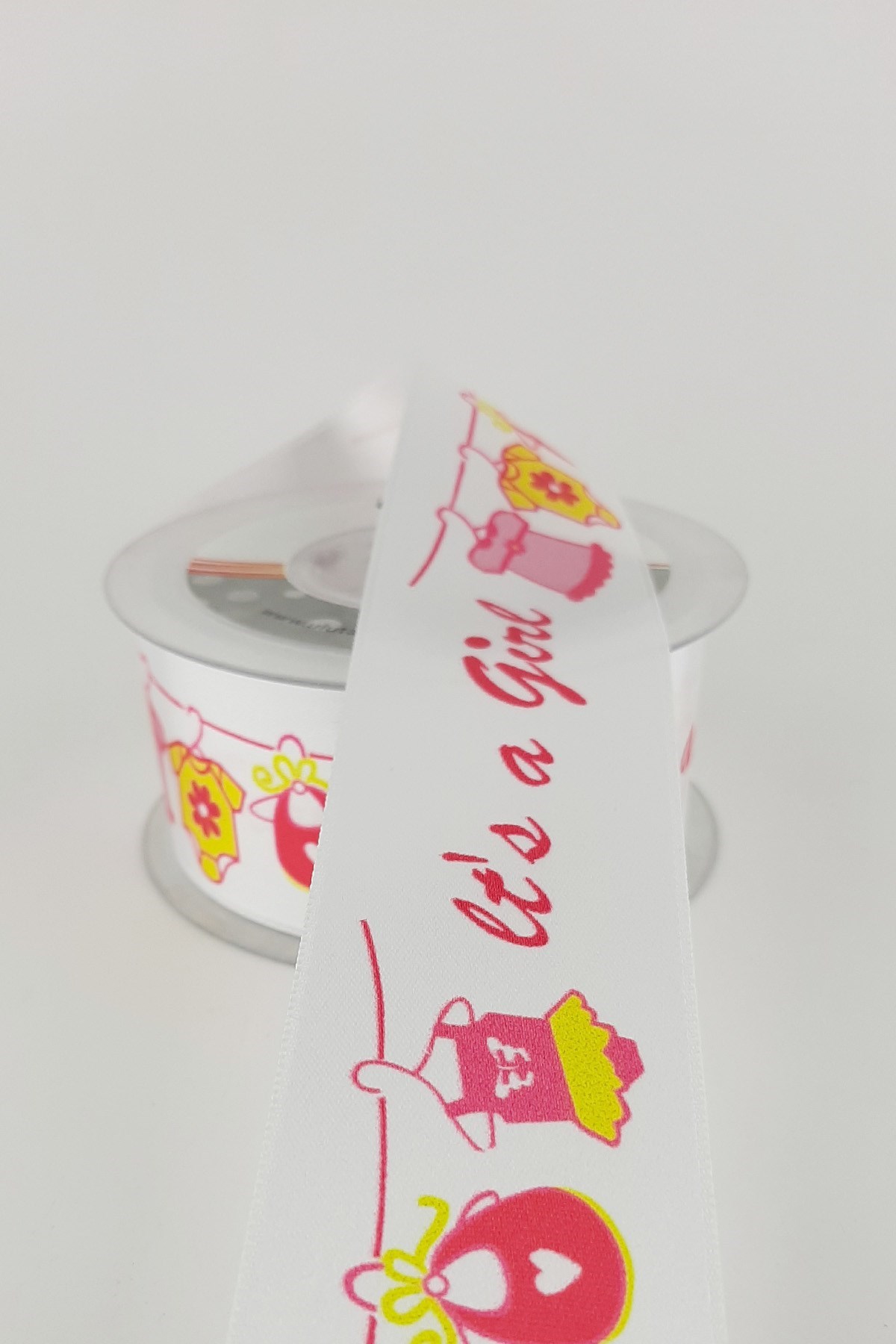 It's a Girl Desenli Saten Kurdele 4 cm 20 mt