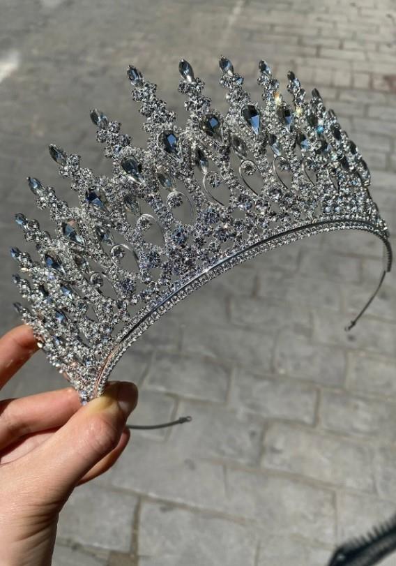 Kadın Gelin Saç Aksesuarı Kadın Gümüş Renk Henna Model Gelin Tacı