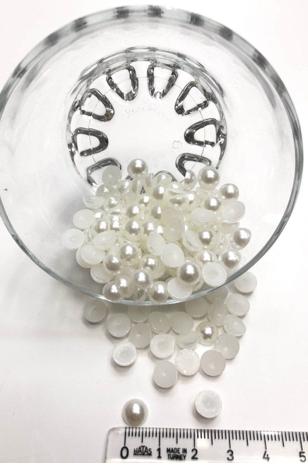 Kırık Beyaz Yarım İnci Boncuk Plastik