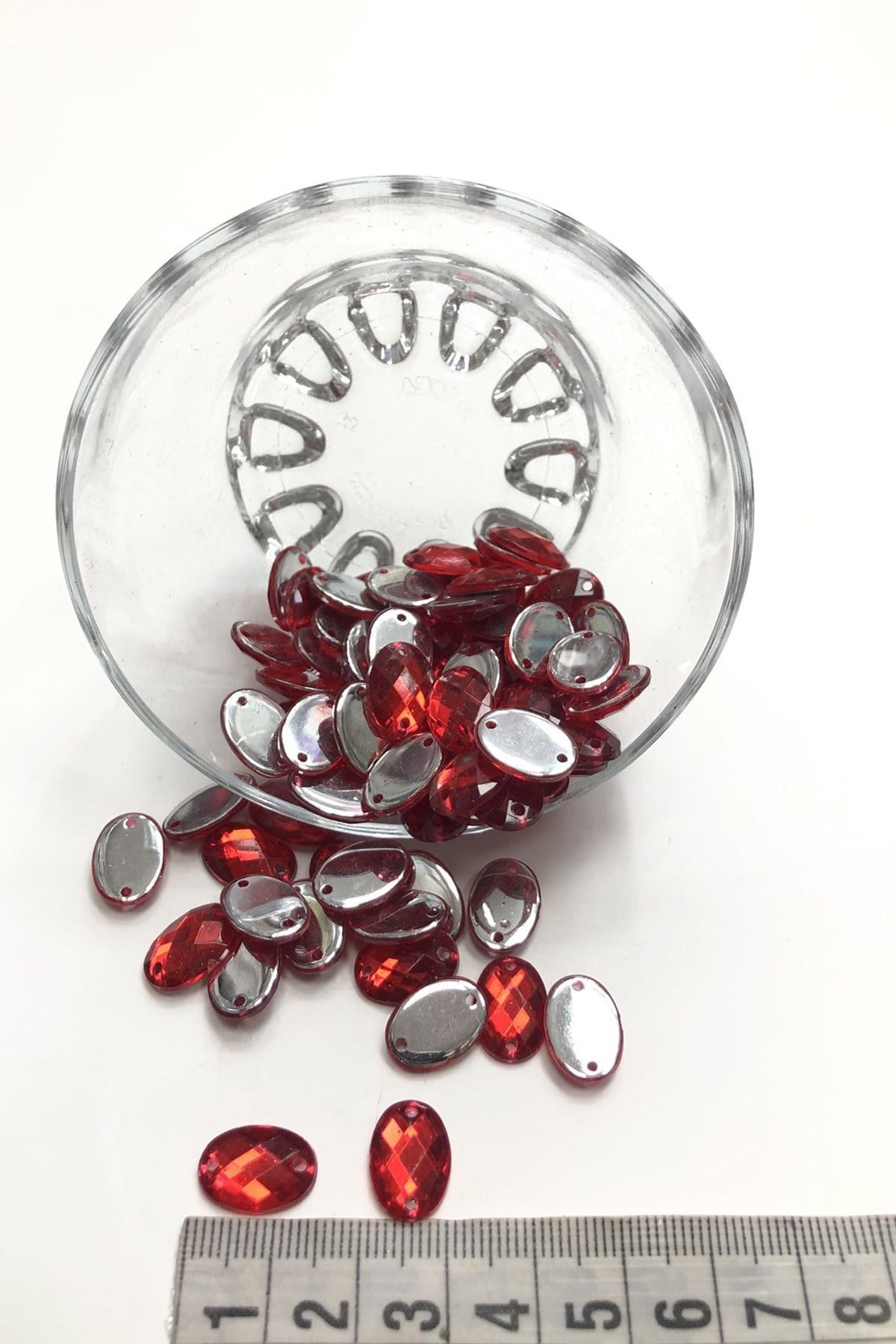 Kırmızı Oval Plastik Dikme Taş 20 gr