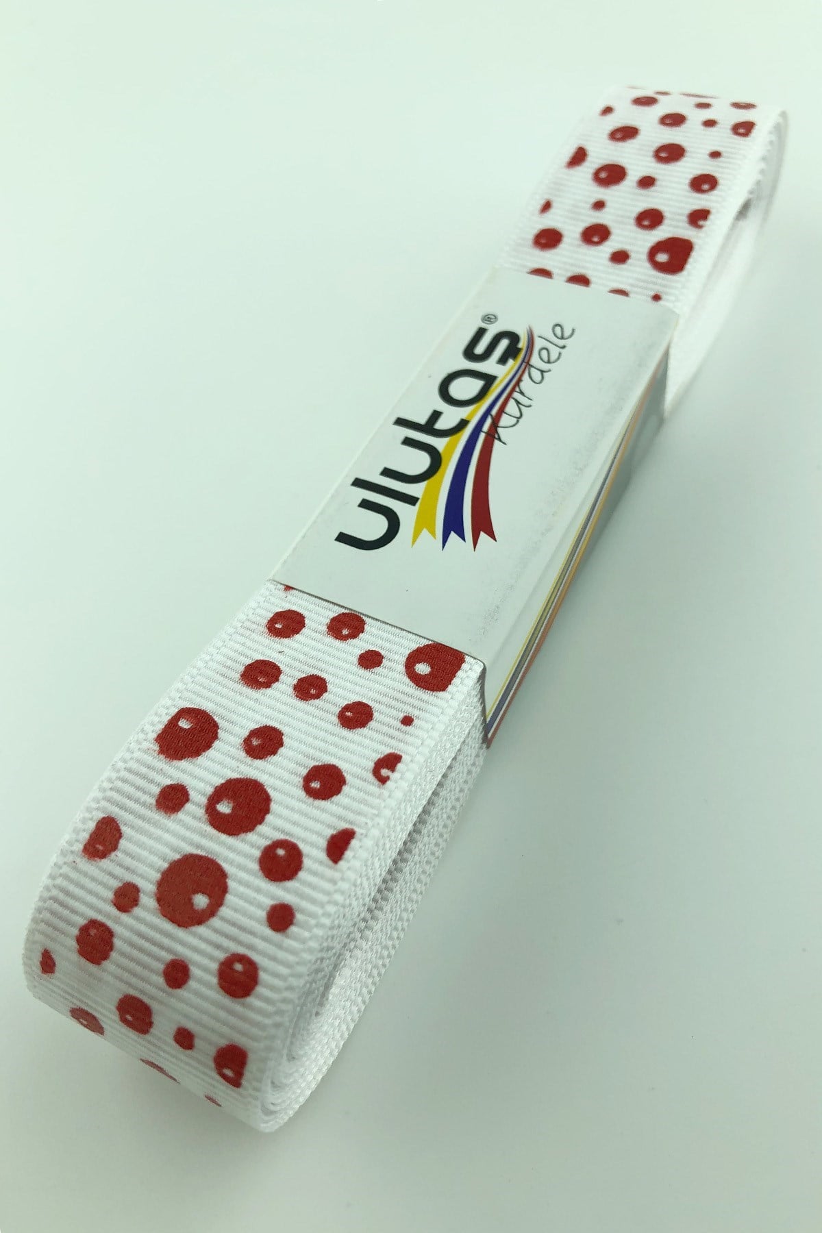Kırmızı Puanlı Baskı Grogren Kurdele 2,5 cm