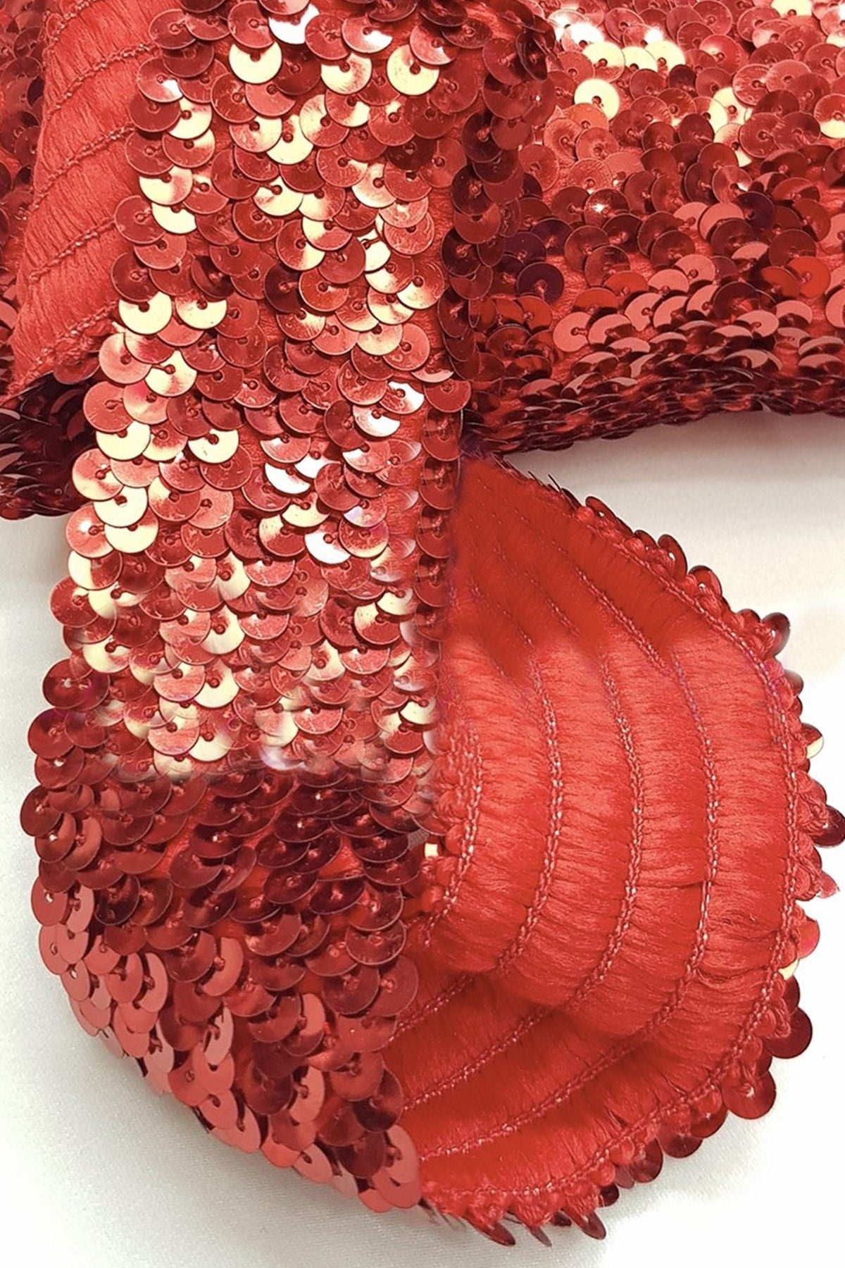 Kırmızı Renk Likralı Pul Şerit 4 cm