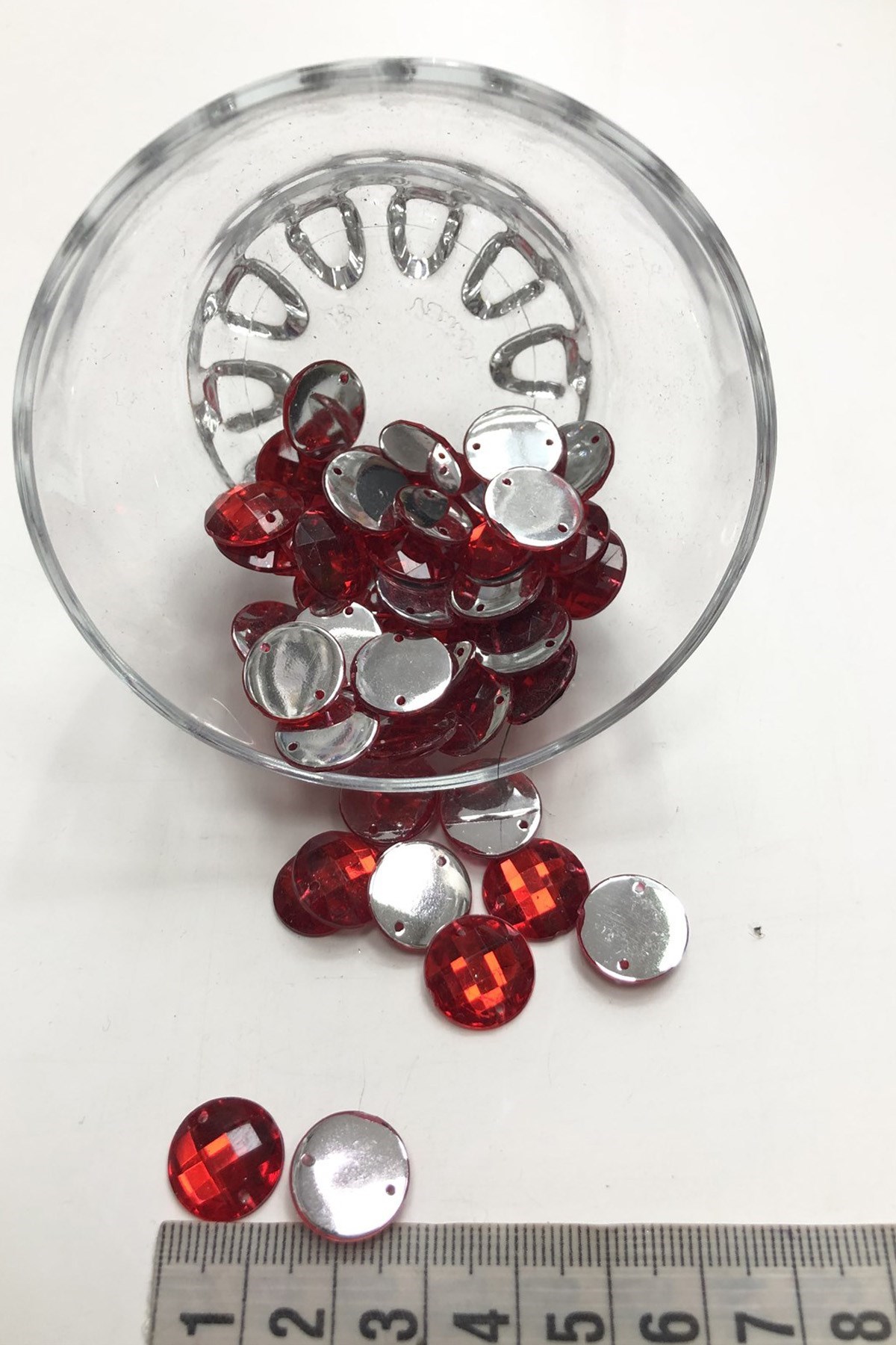 Kırmızı Yuvarlak Plastik Dikme Taş 20 gr