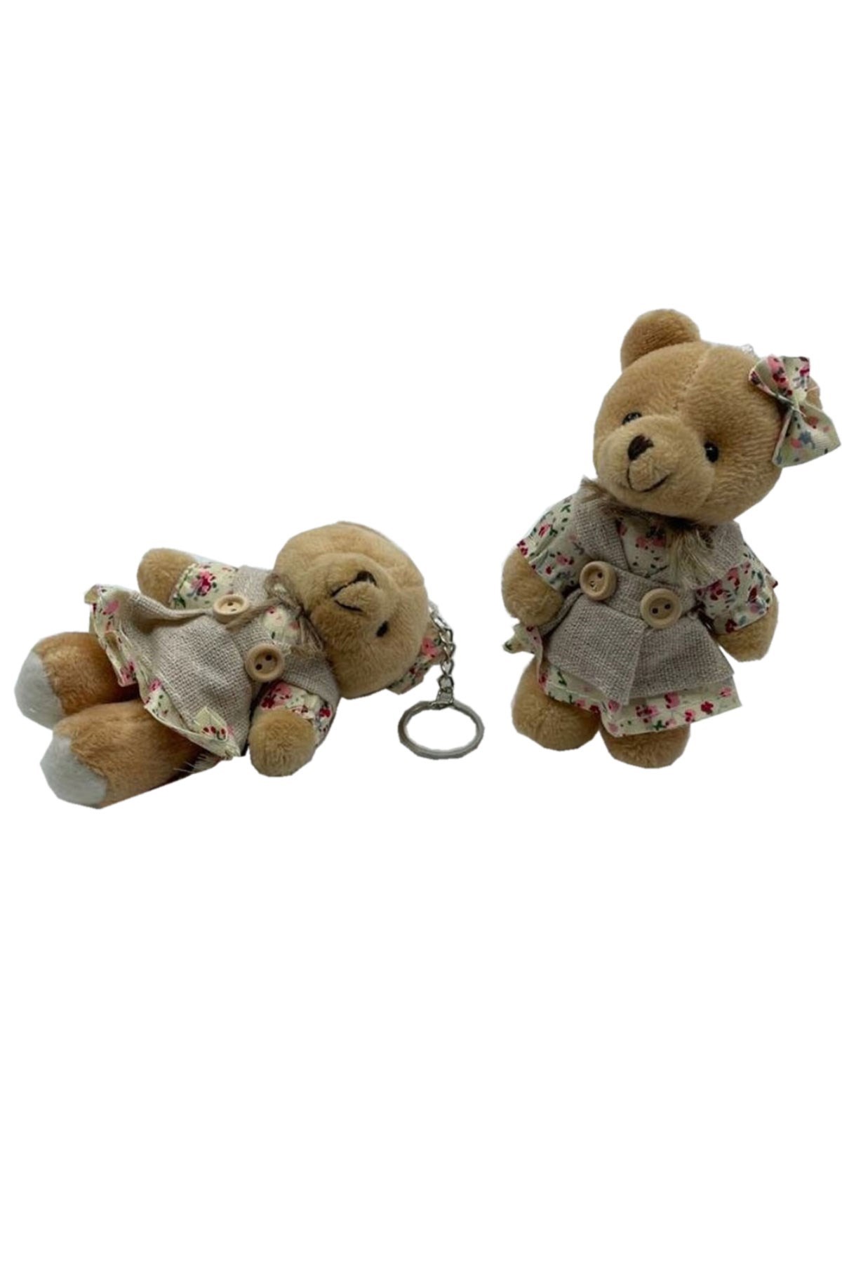 Kıyafetli Çiçekli Kız Peluş Ayıcık 9 cm