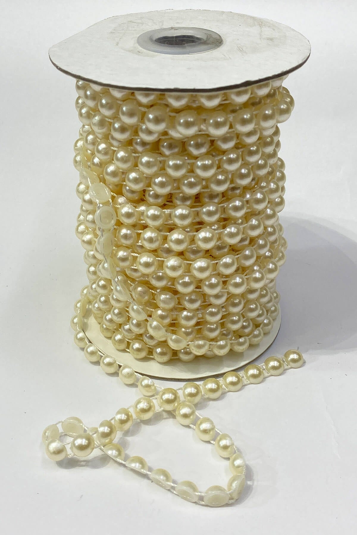 Koyu Krem Plastik Şerit Yarım İnci 8 mm 10 mt