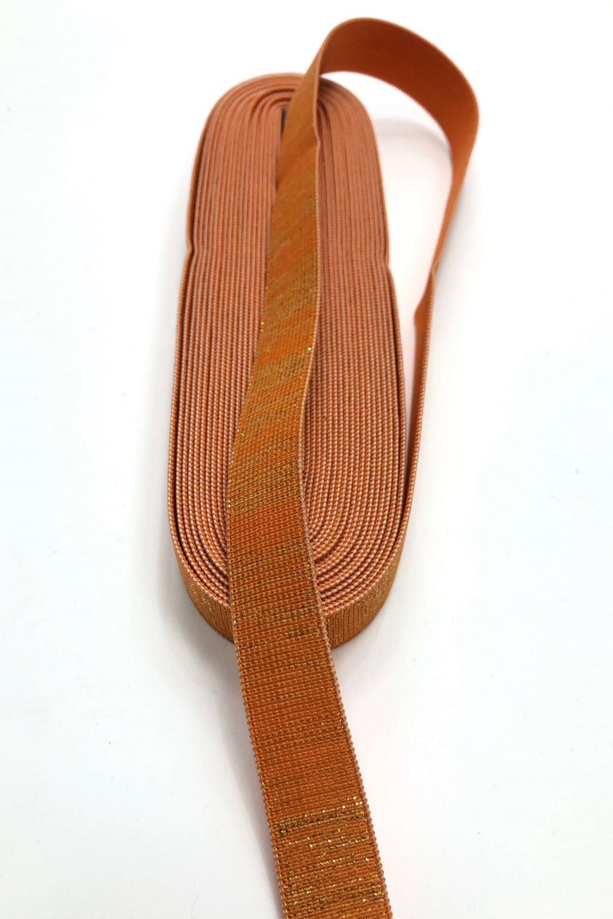 Koyu Turuncu Simli Lastik 2 cm (1 mt )