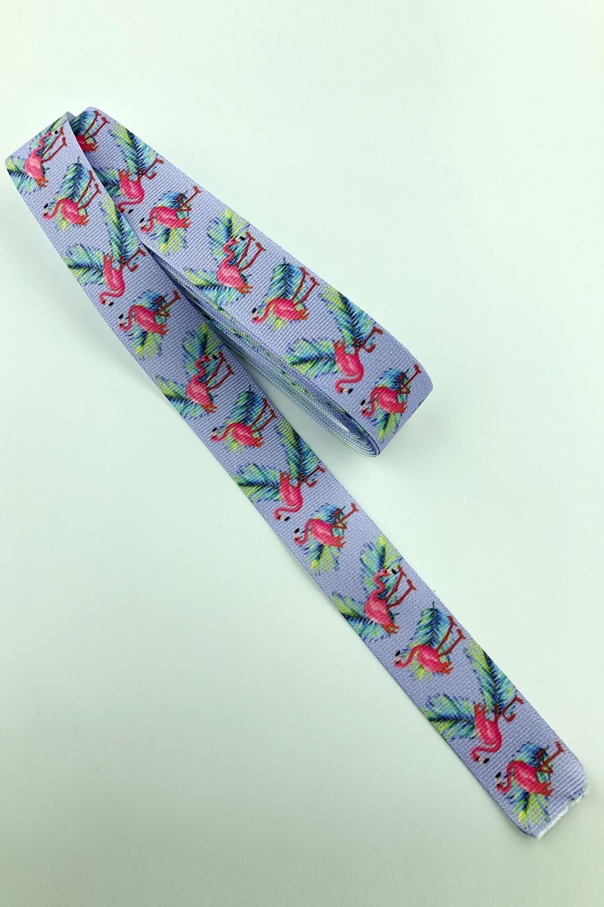 Lila Flamingo Baskıılı Grogren Kurdele 10 Mt