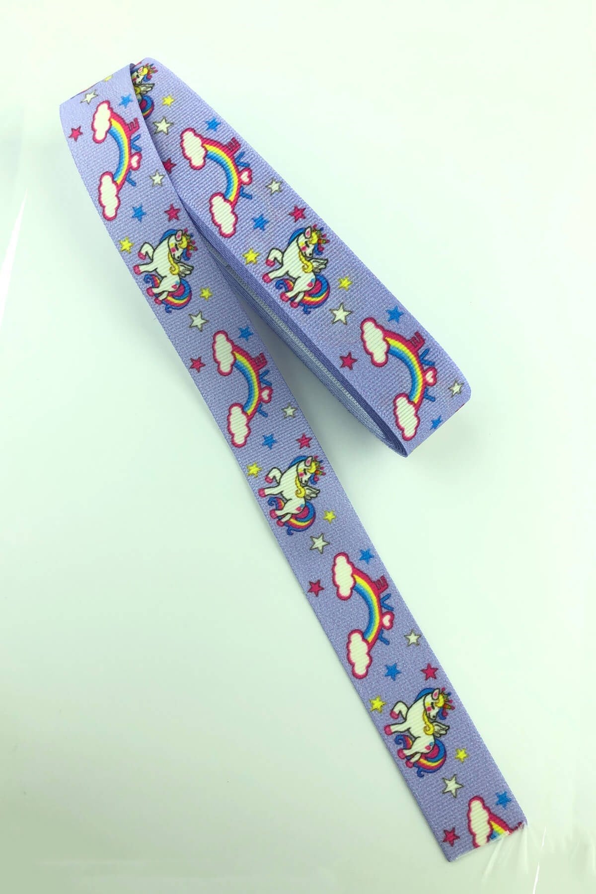 Lila Gök Guşağı Unicorn Baskılı Grogren Kurdele 10 Mt