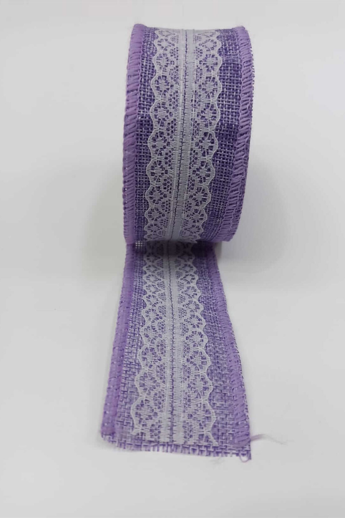 Lila Renk Keten Dantelli Kurdele 4 Cm