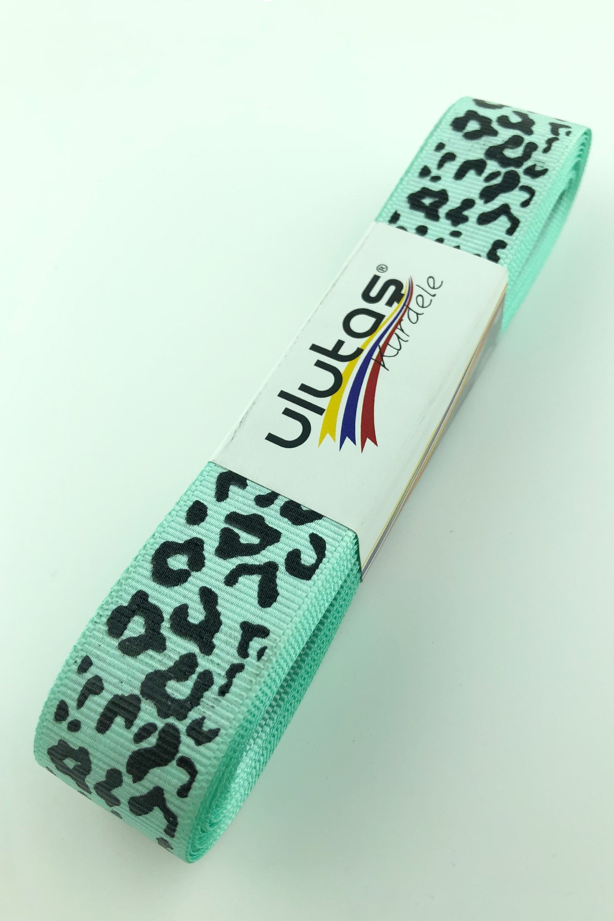 Mint Yeşili Dana Desen Baskılı Grogren Kurdele 2,5 cm