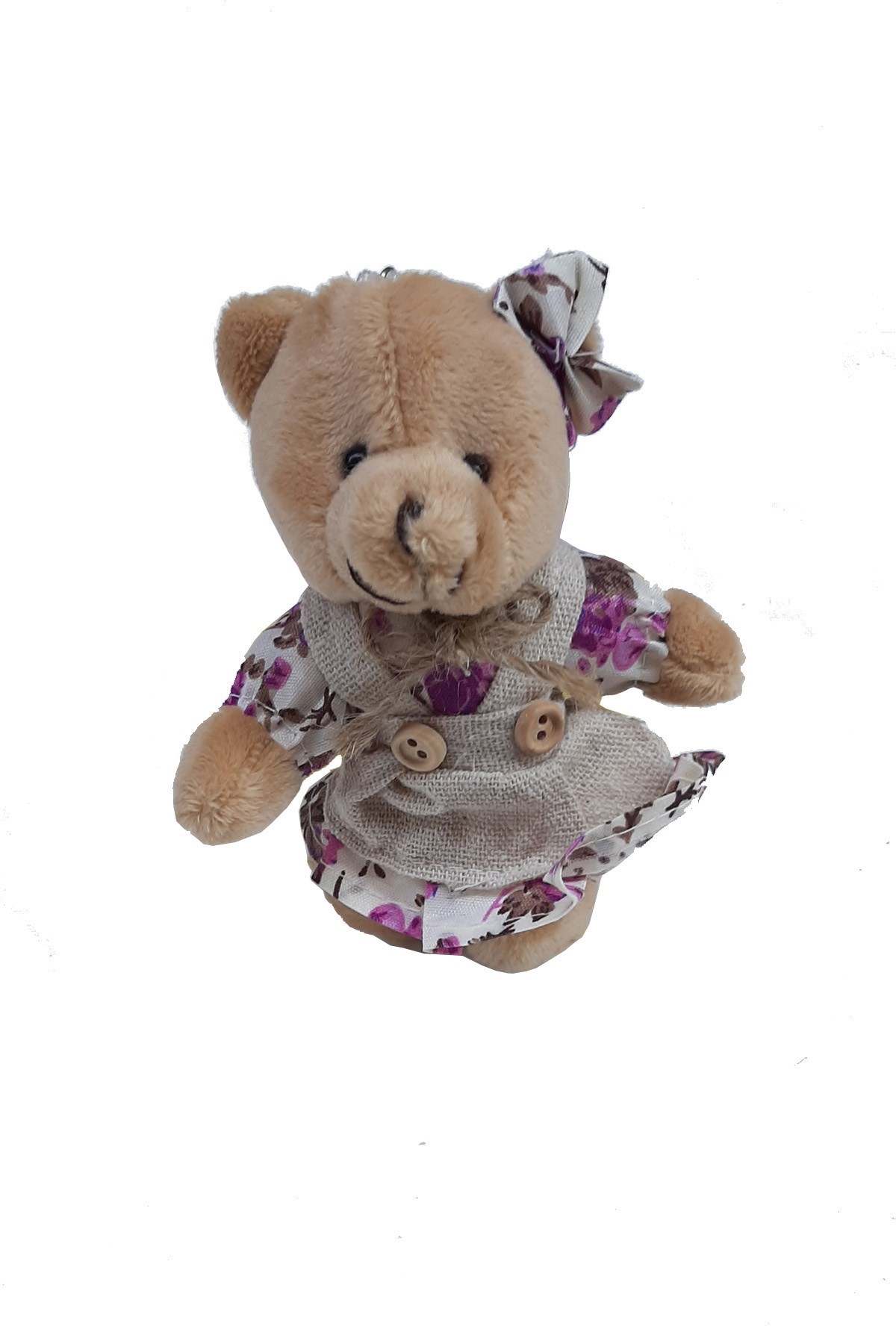 Mor Kıyafetli Kız Peluş Ayıcık 12 cm