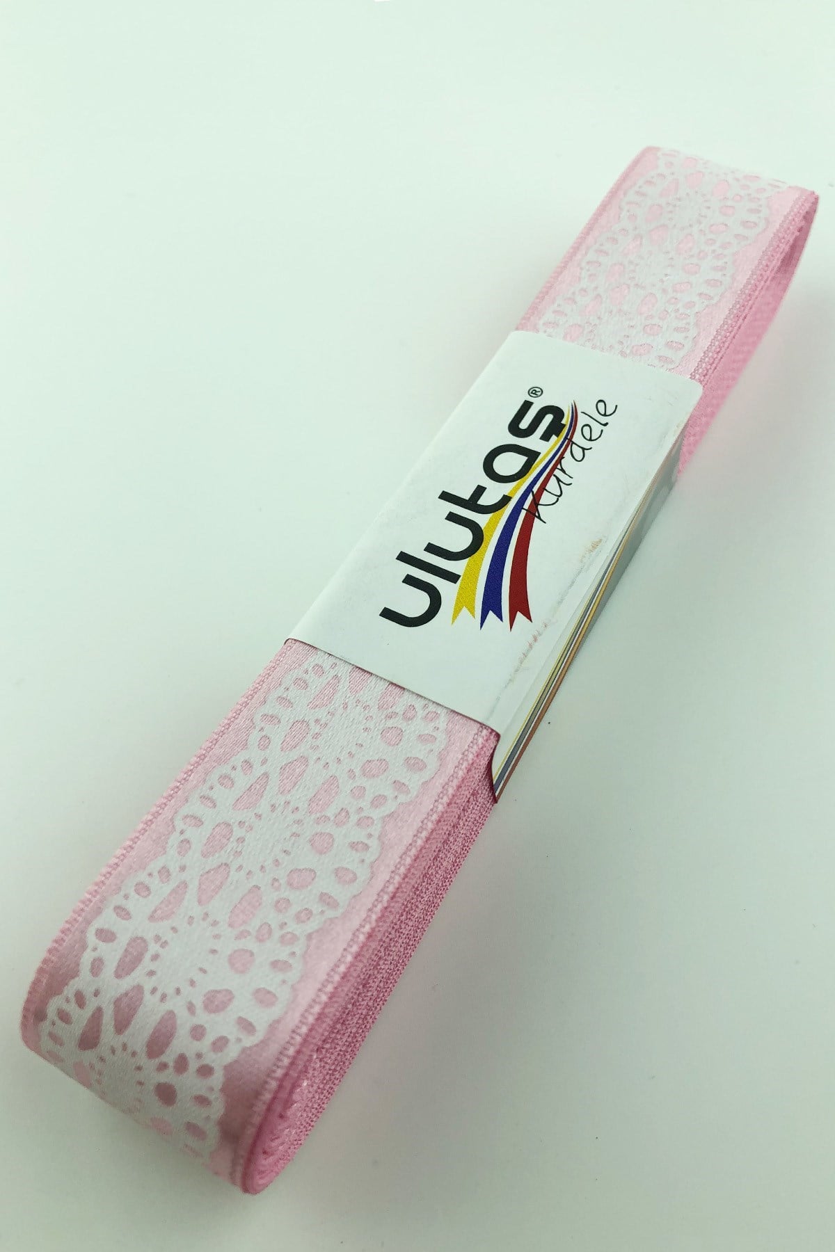 Pembe Beyaz Desenli Saten Kurdele 2,5 cm