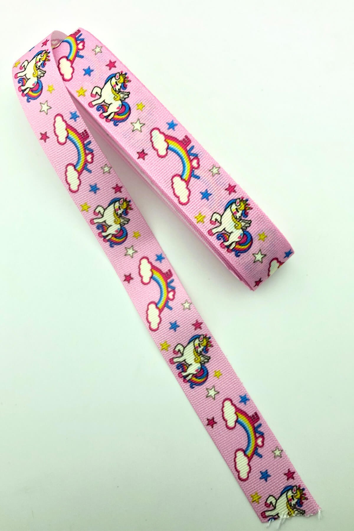 Pembe Gök Guşağı Unicorn Baskılı Grogren Kurdele 10 Mt