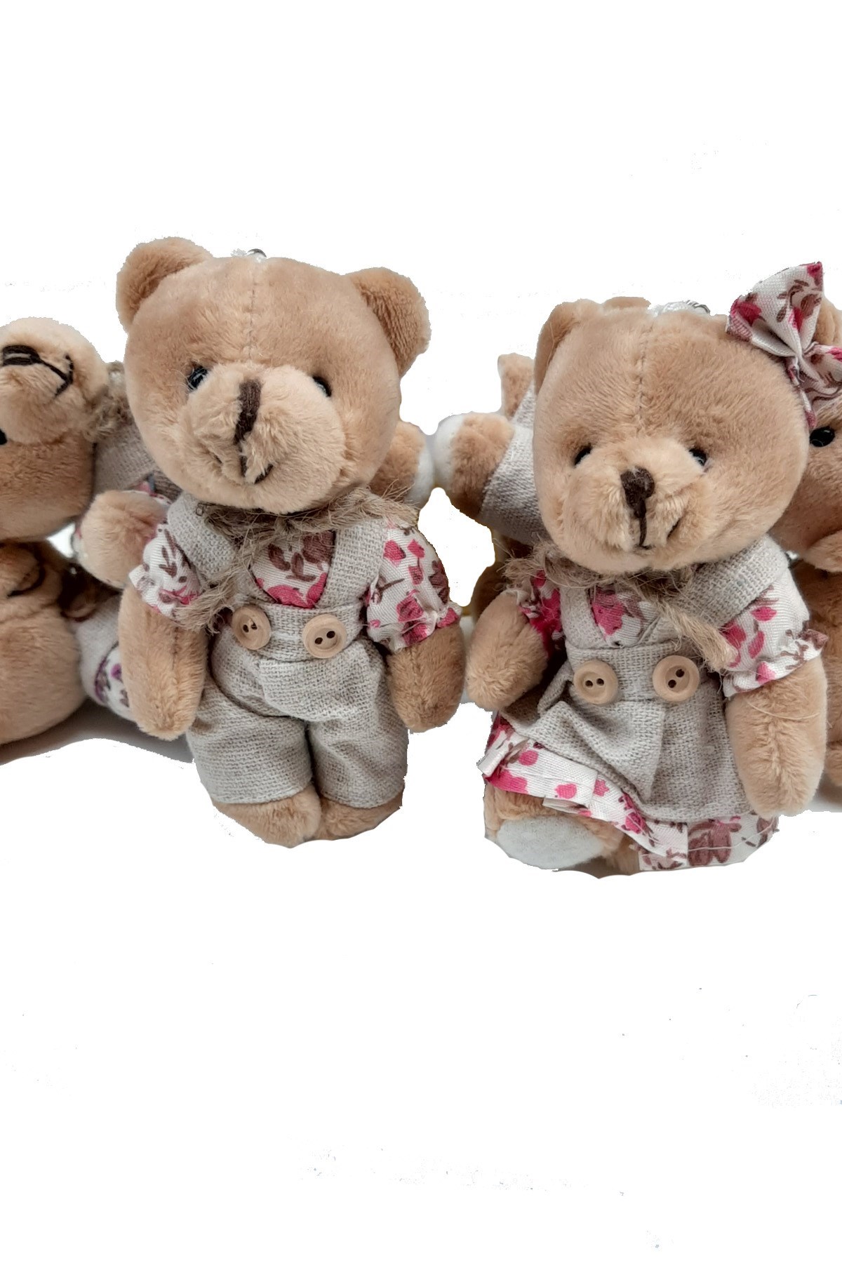 Pembe Kıyafetli Kız Erkek 2li Peluş Ayıcık 12 cm