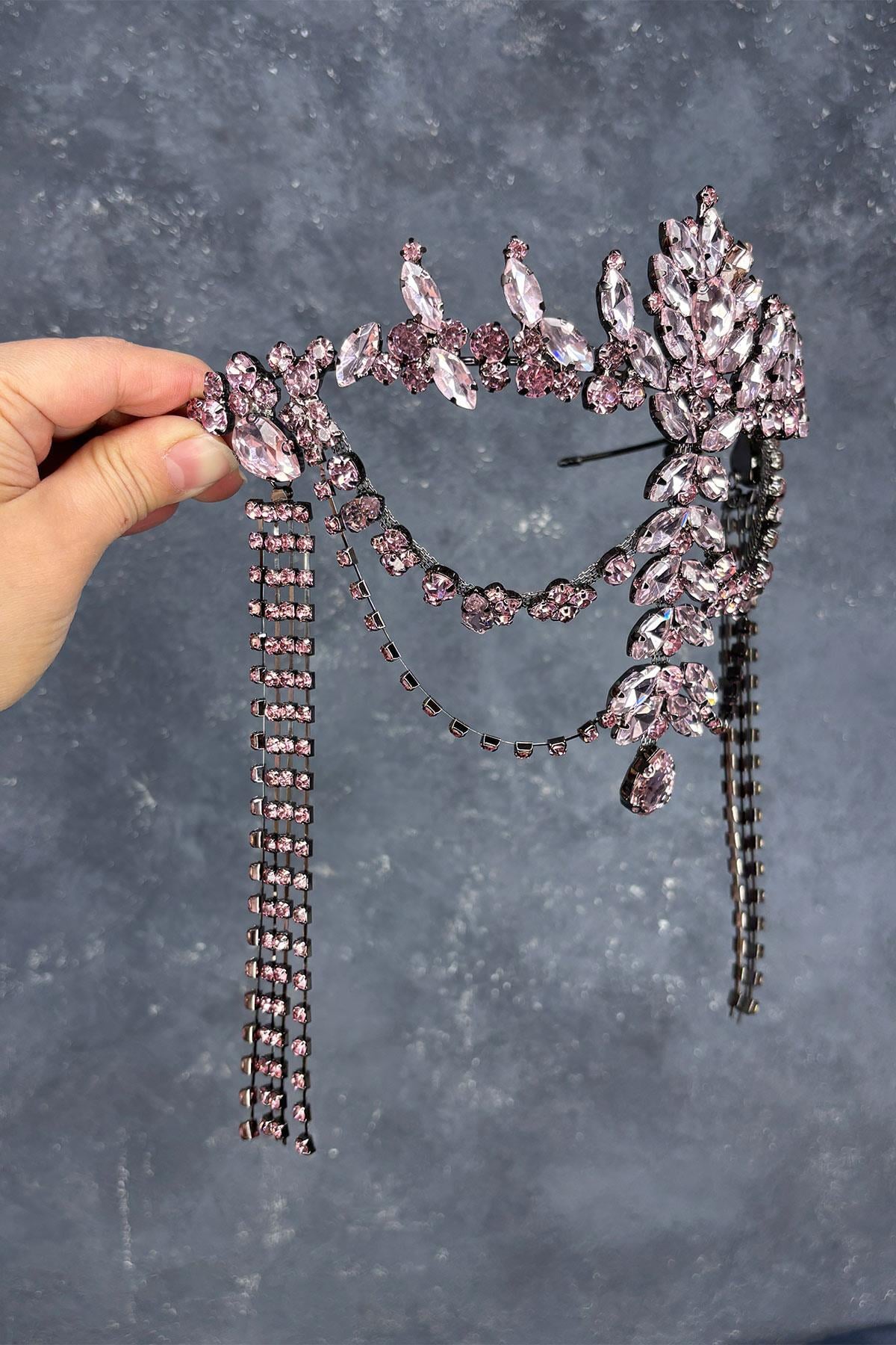 Pembe Sallantılı Alınlık Almeda Gelin Kına Tacı