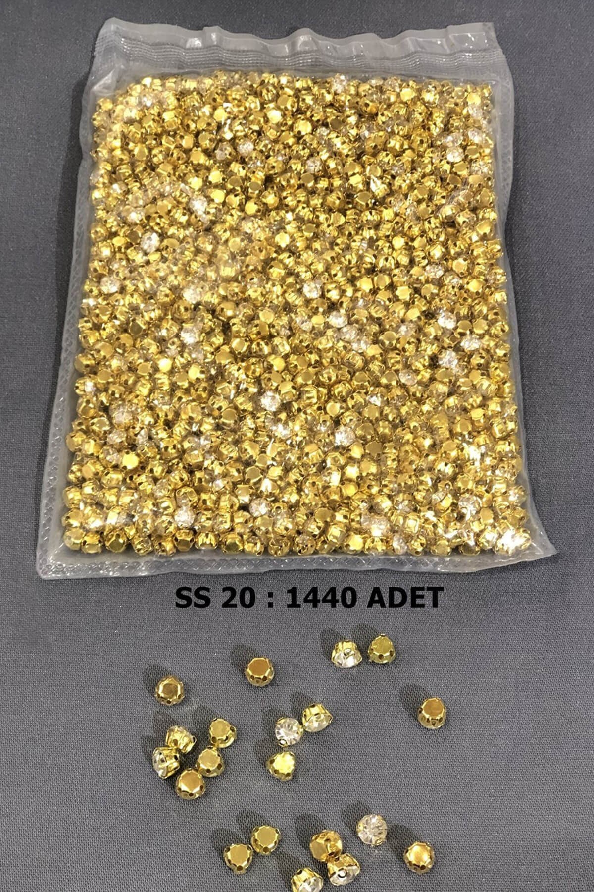 Sarı Metal Kasalı Dikme Beyoğlu Taşı (1 Paket) ss 20 1440 Adet