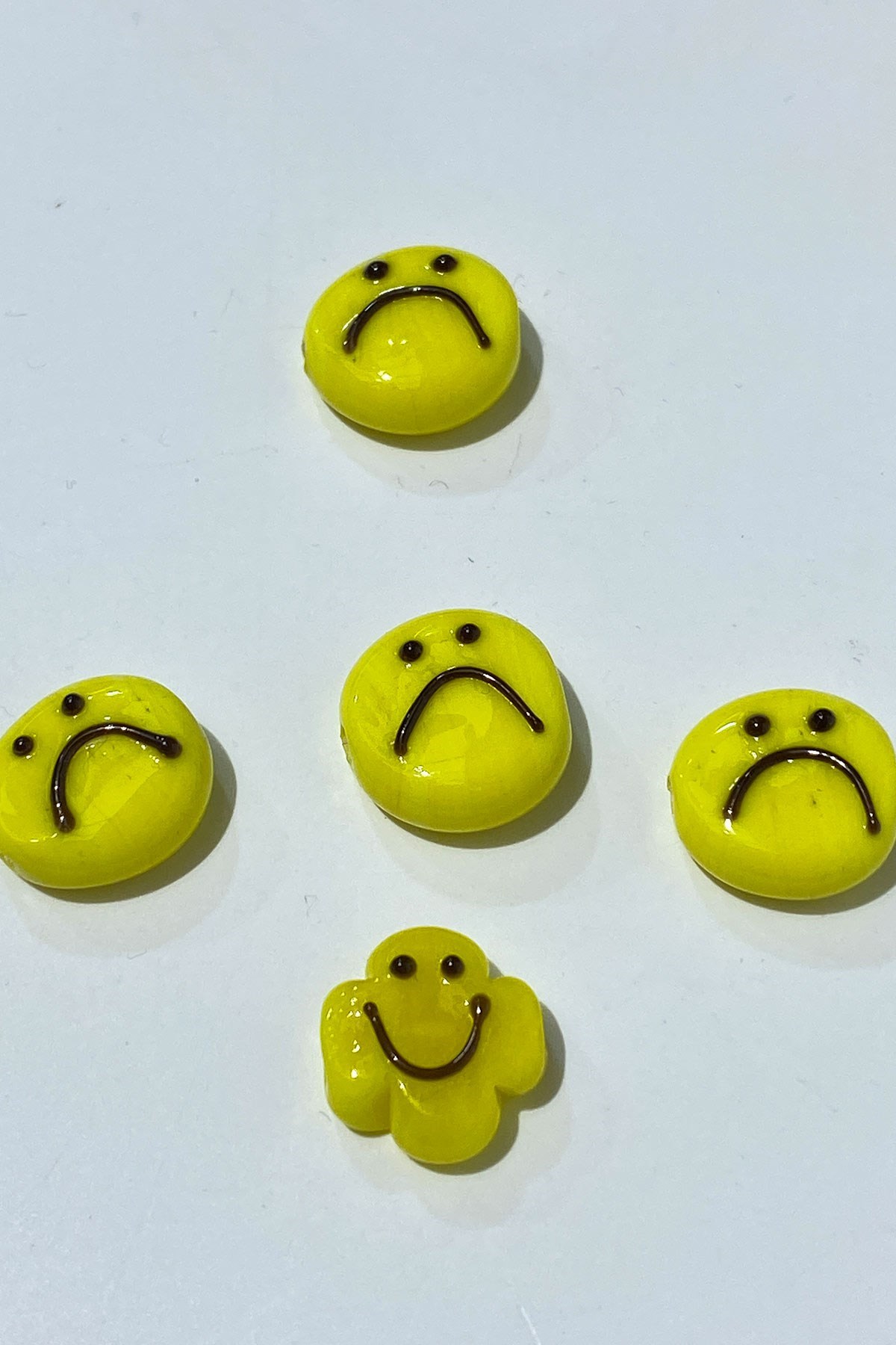 Sarı Murano Yapımı Cam Boncuk emoji 1 Adet