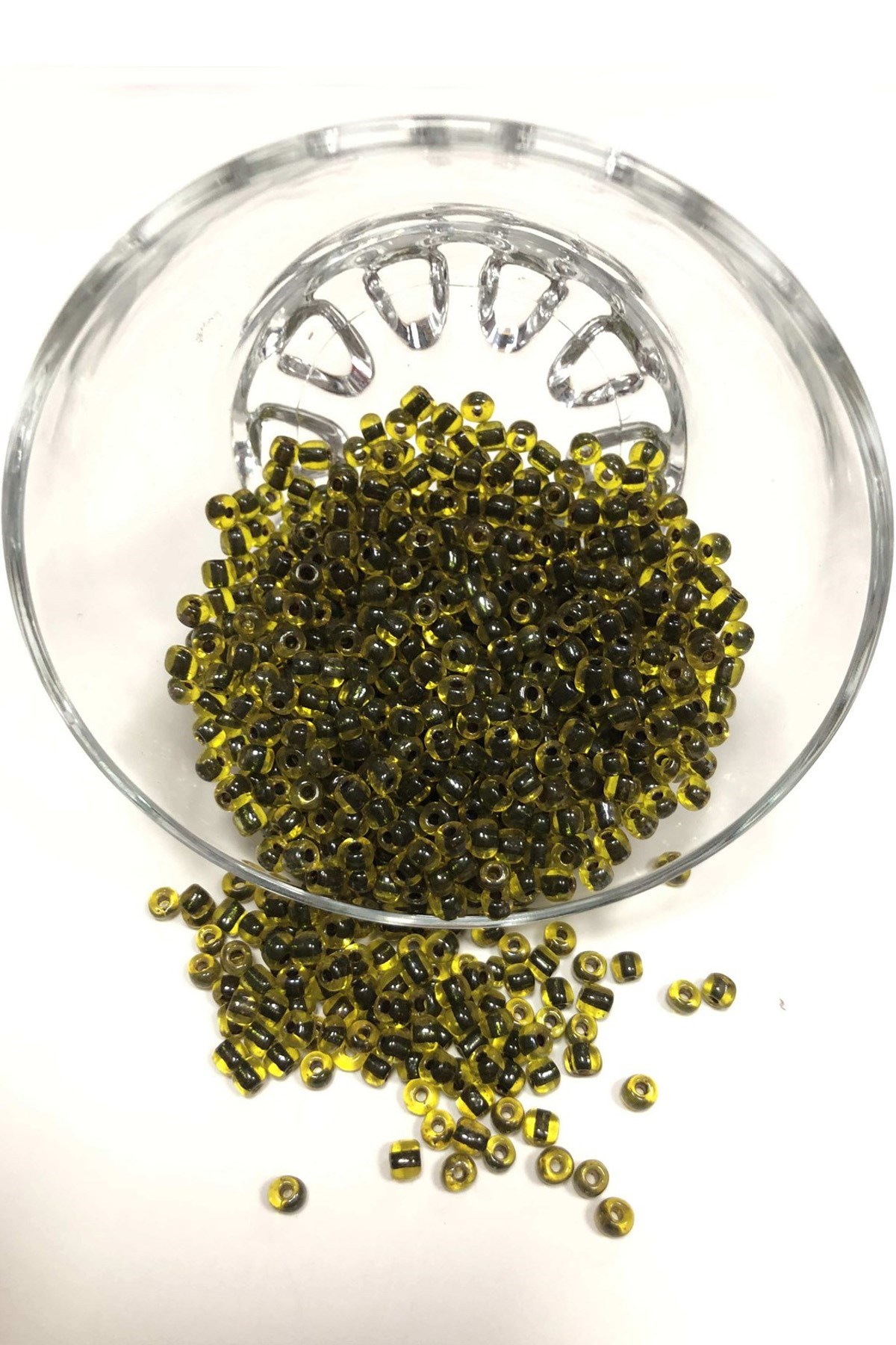 Saydam Açık Sarı Kum Boncuk Orta Boy 4 mm 50 gr
