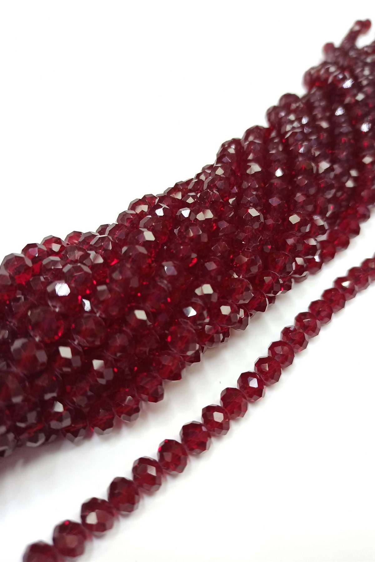 Şeffaf Bordo Kristal Boncuk 8 mm
