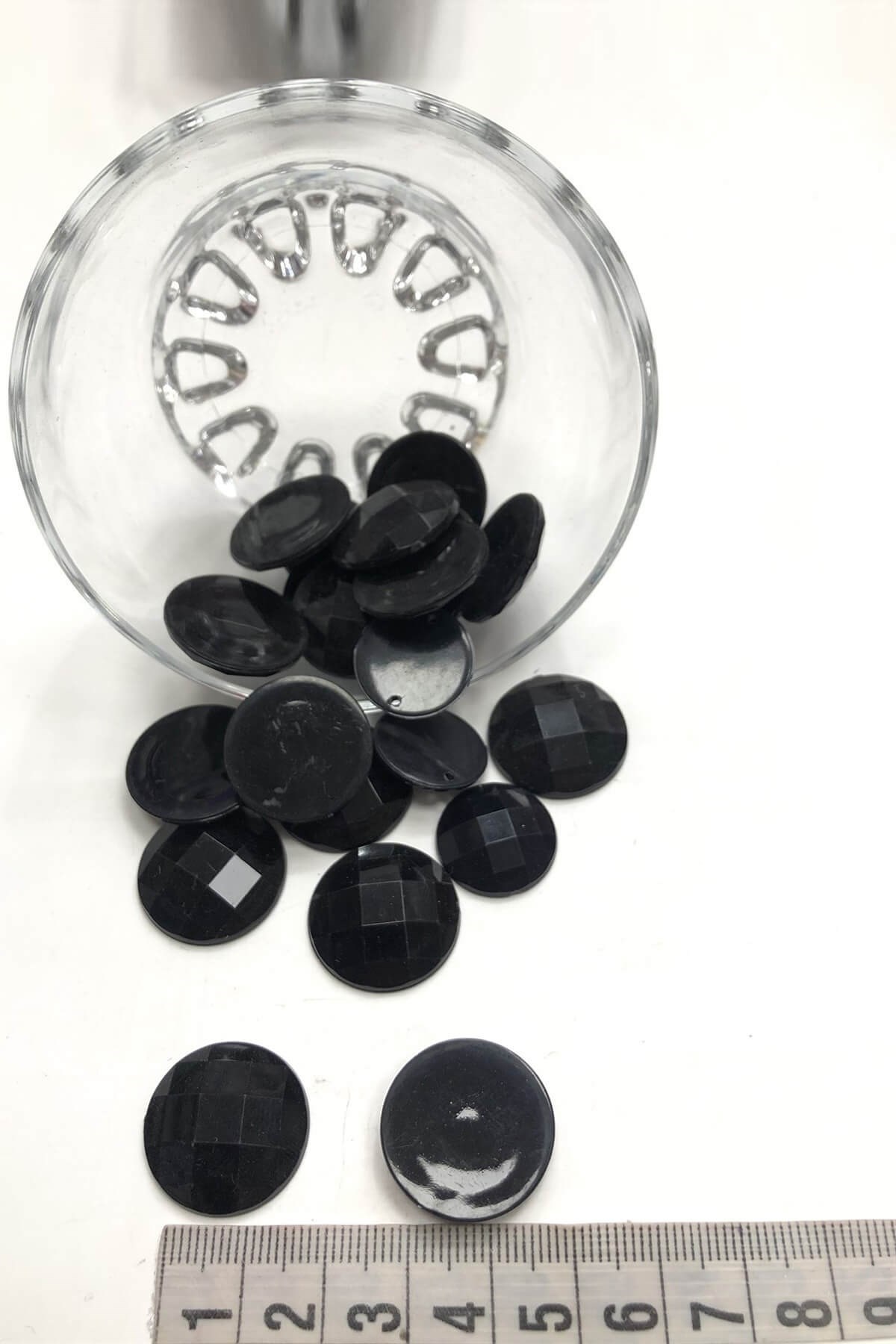 Siyah Yuvarlak Plastik Dikme Taş 10 adet