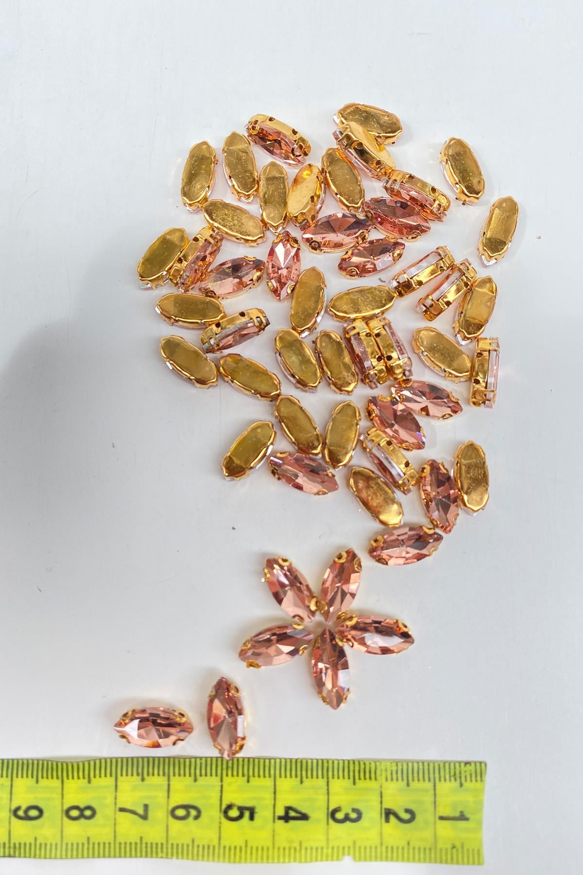 Somon Gold Zeminli Dikme Parlak Cam Mekik Boncuk 10 Adet