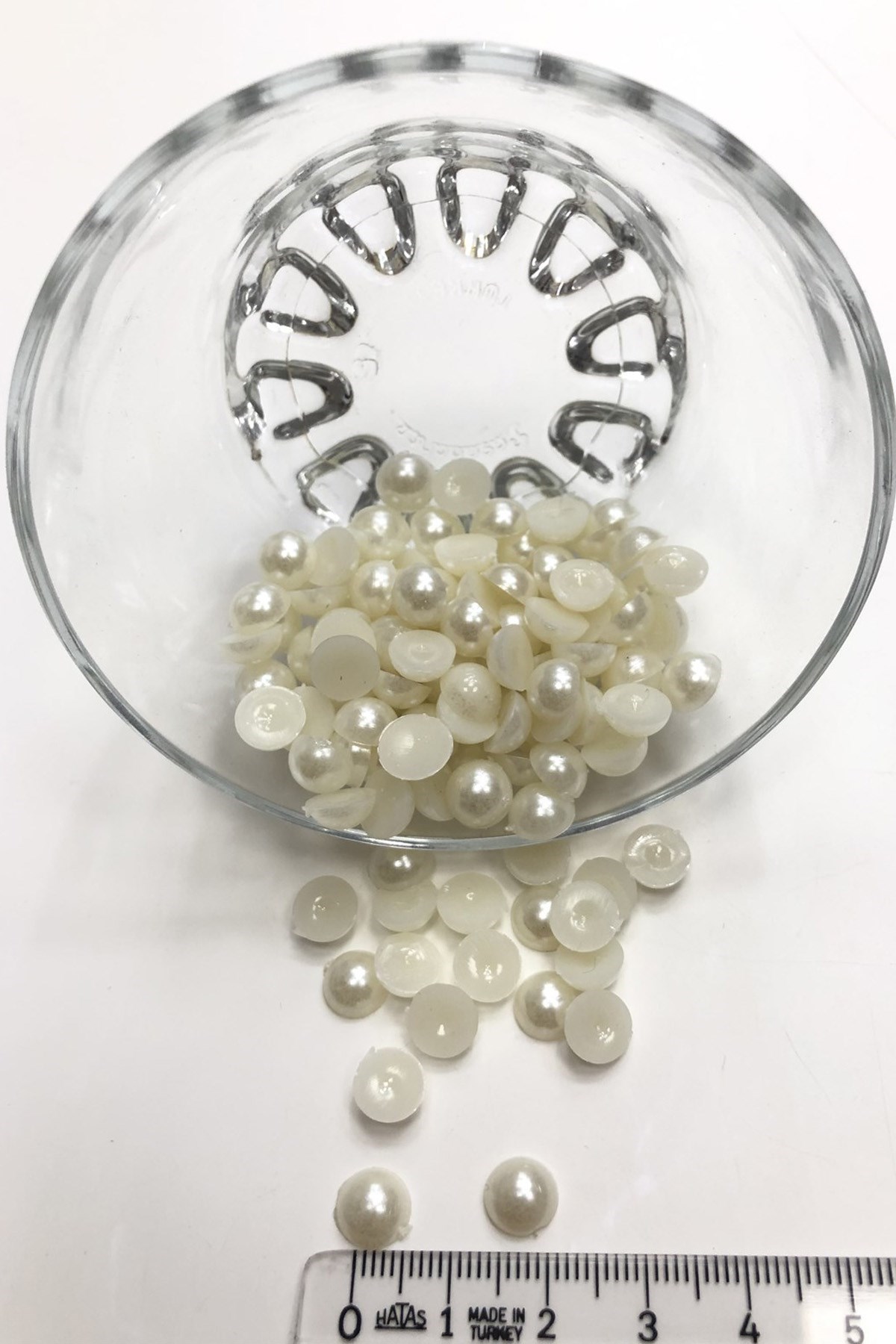 Yarım İnci Boncuk Plastik Krem