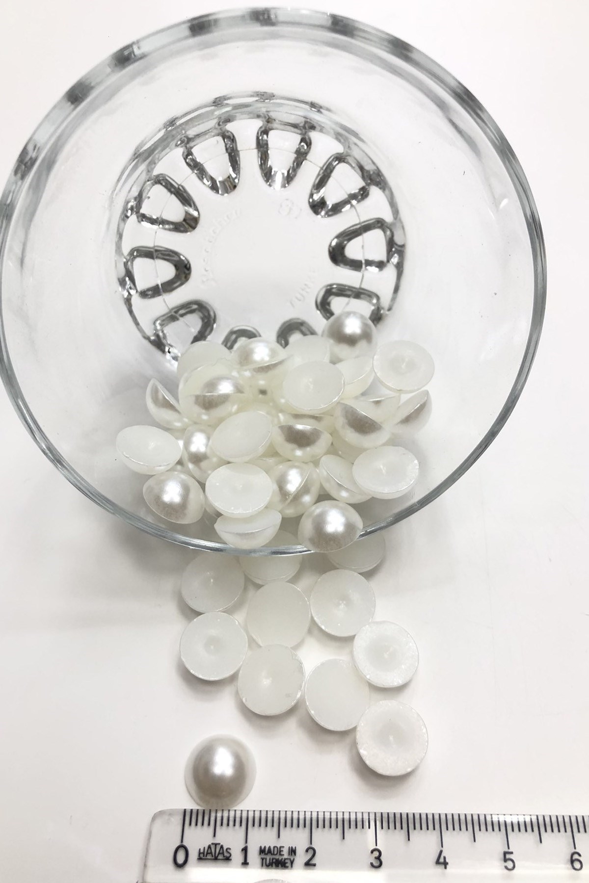 Yarım Kırık Beyaz İnci Boncuk Plastik